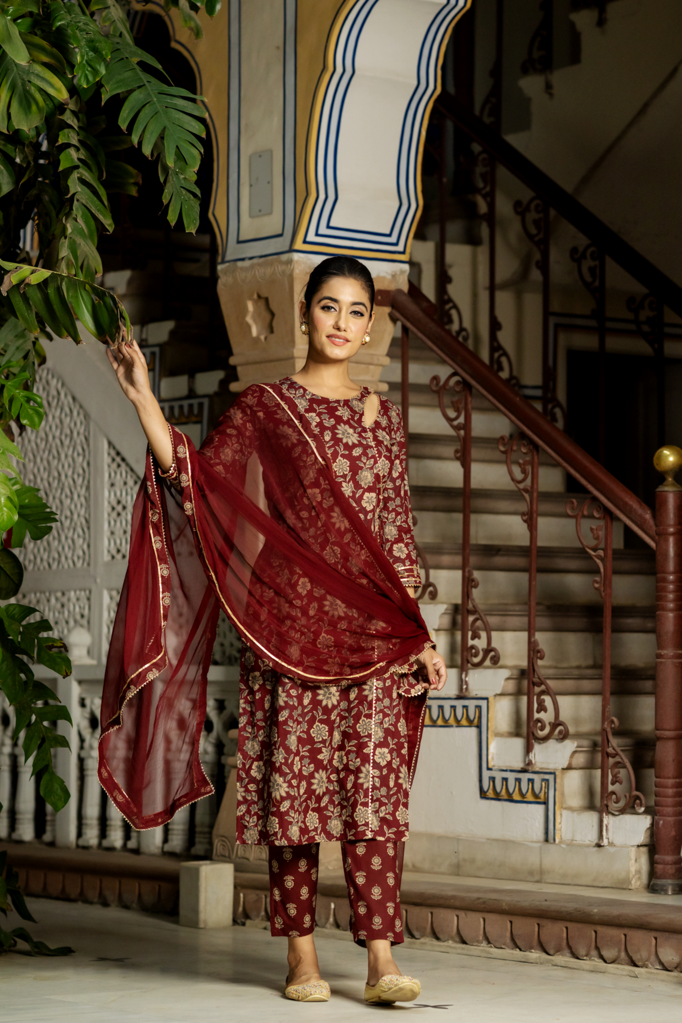 ENRICHED WINE BLOSSOM KURTA SET