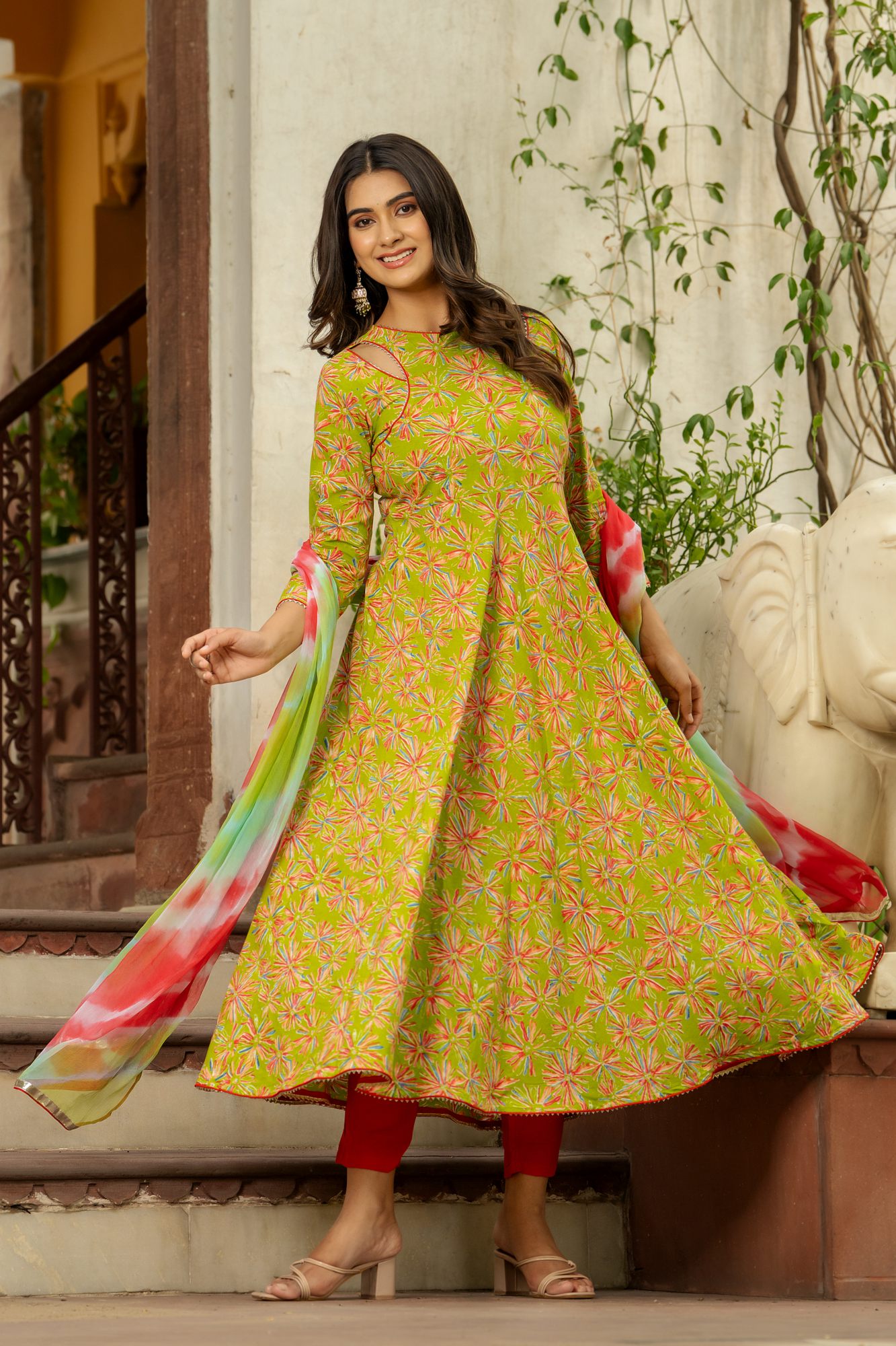LIME RADIANCE ANARKALI SET