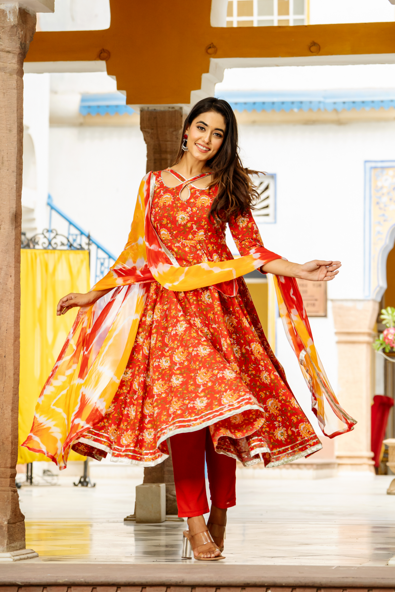 RADIANT RUBY ANARKALI SET