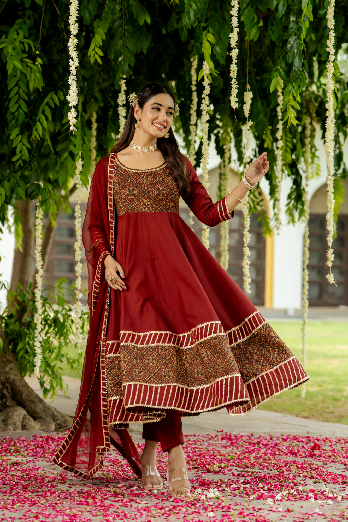 MAJESTIC MAROON HANDBLOCK SUIT SET