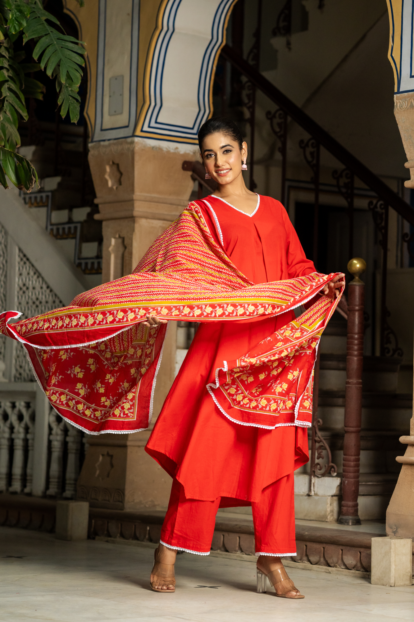 RADIANT RED RELAXED KURTA SET