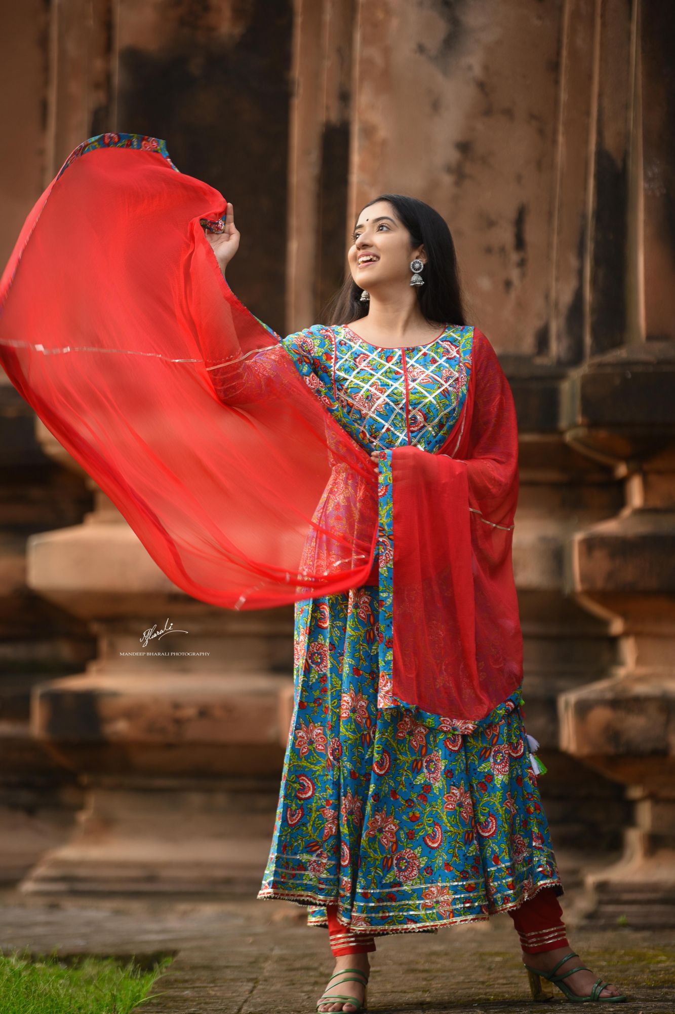 KALAMKARI ANARKALI SUIT SET