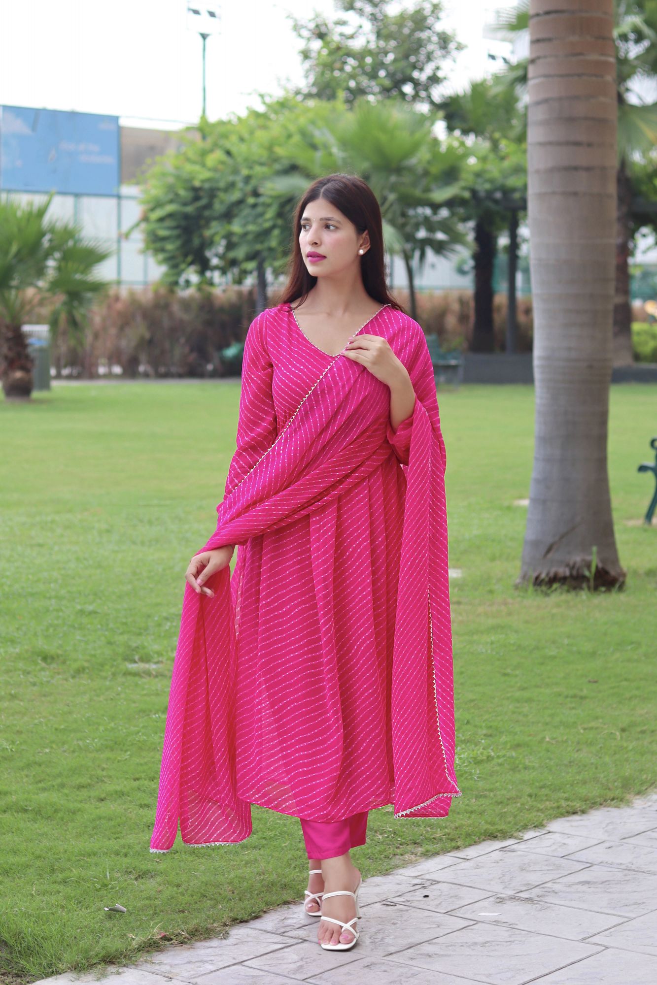 HOT PINK GEORGETTE FLOWY SUIT SET