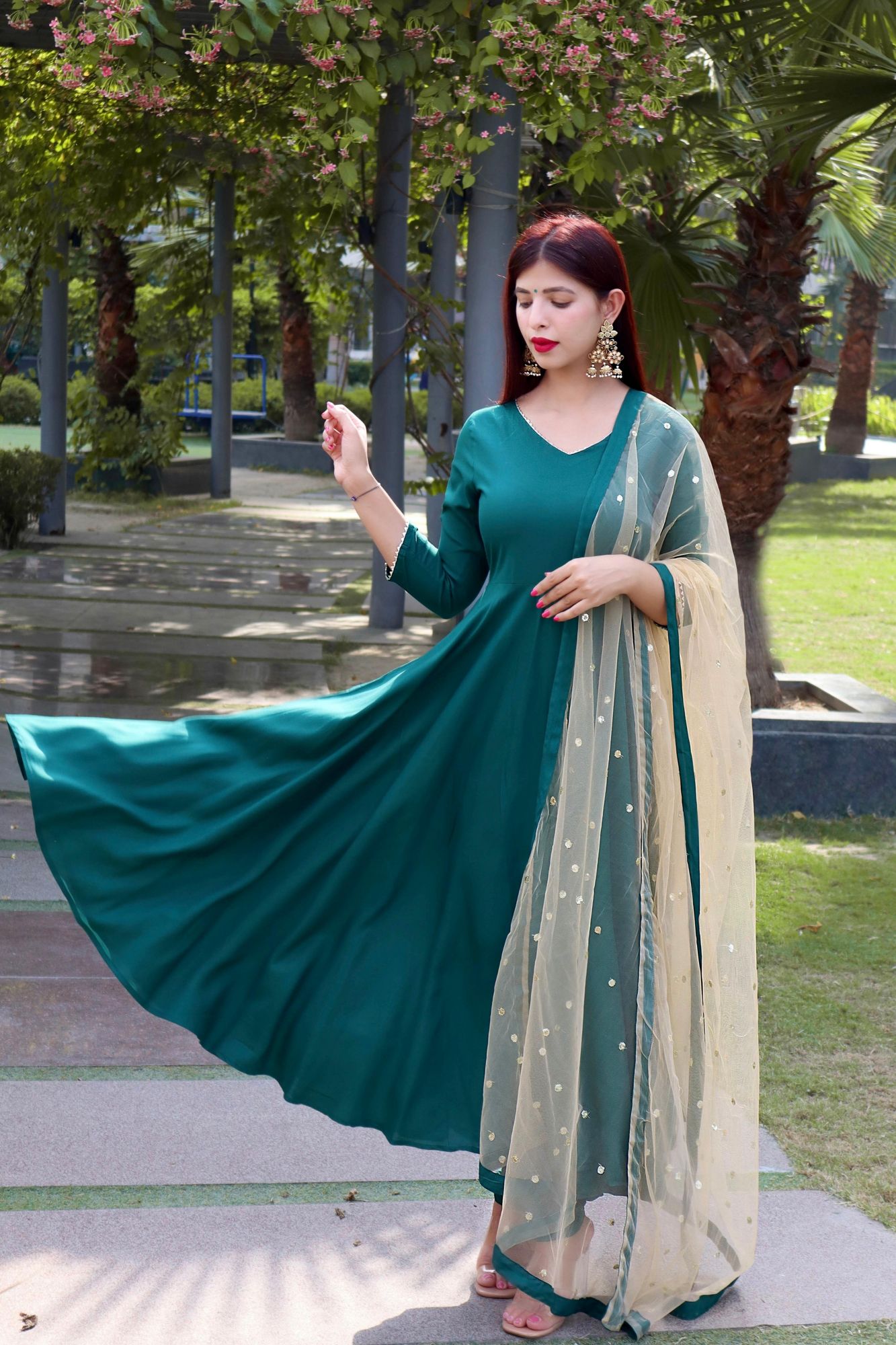 OLIVE SEQUINED FLARED SUIT SET