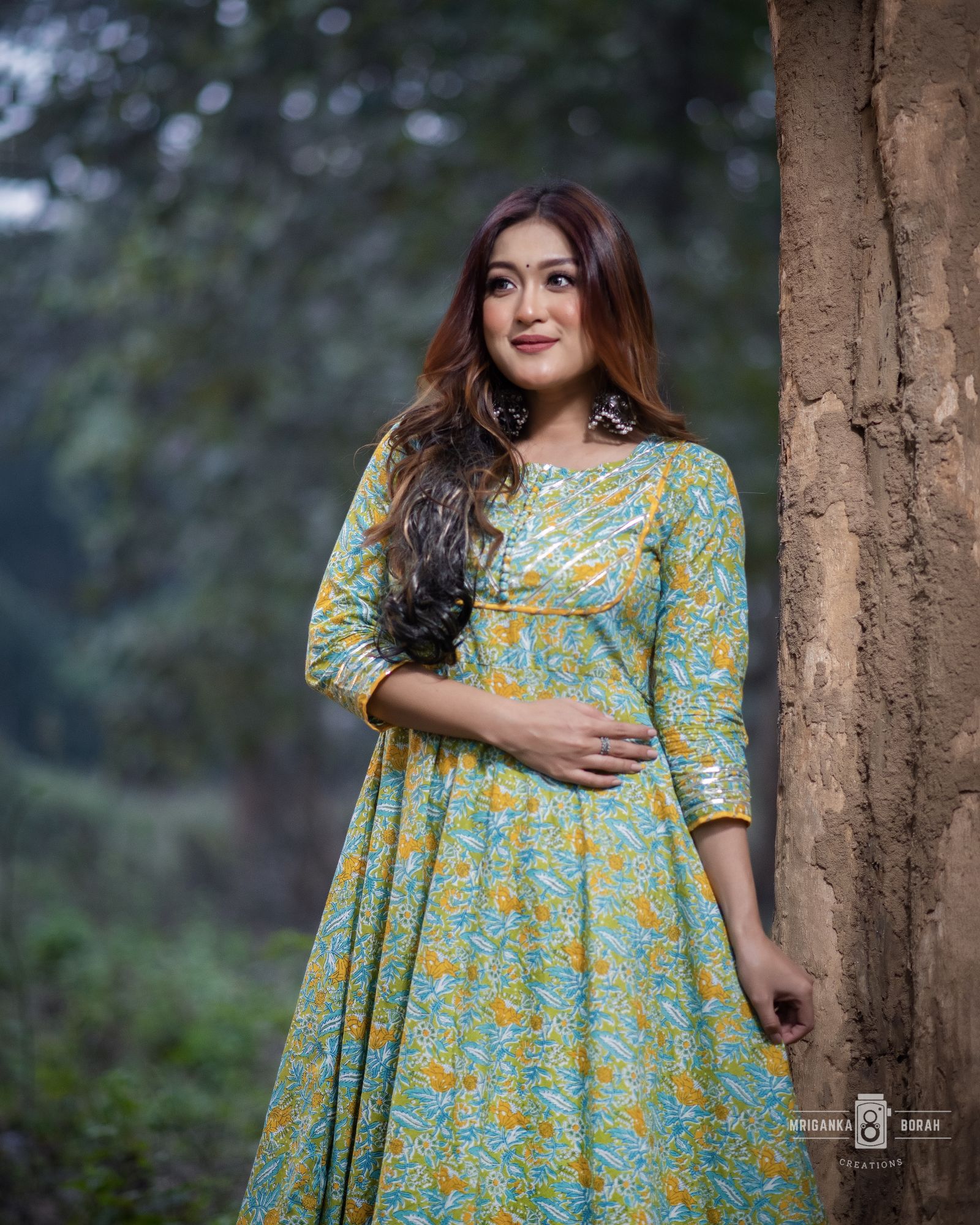 GREEN FLORAL GOTTA LACE SUIT SET