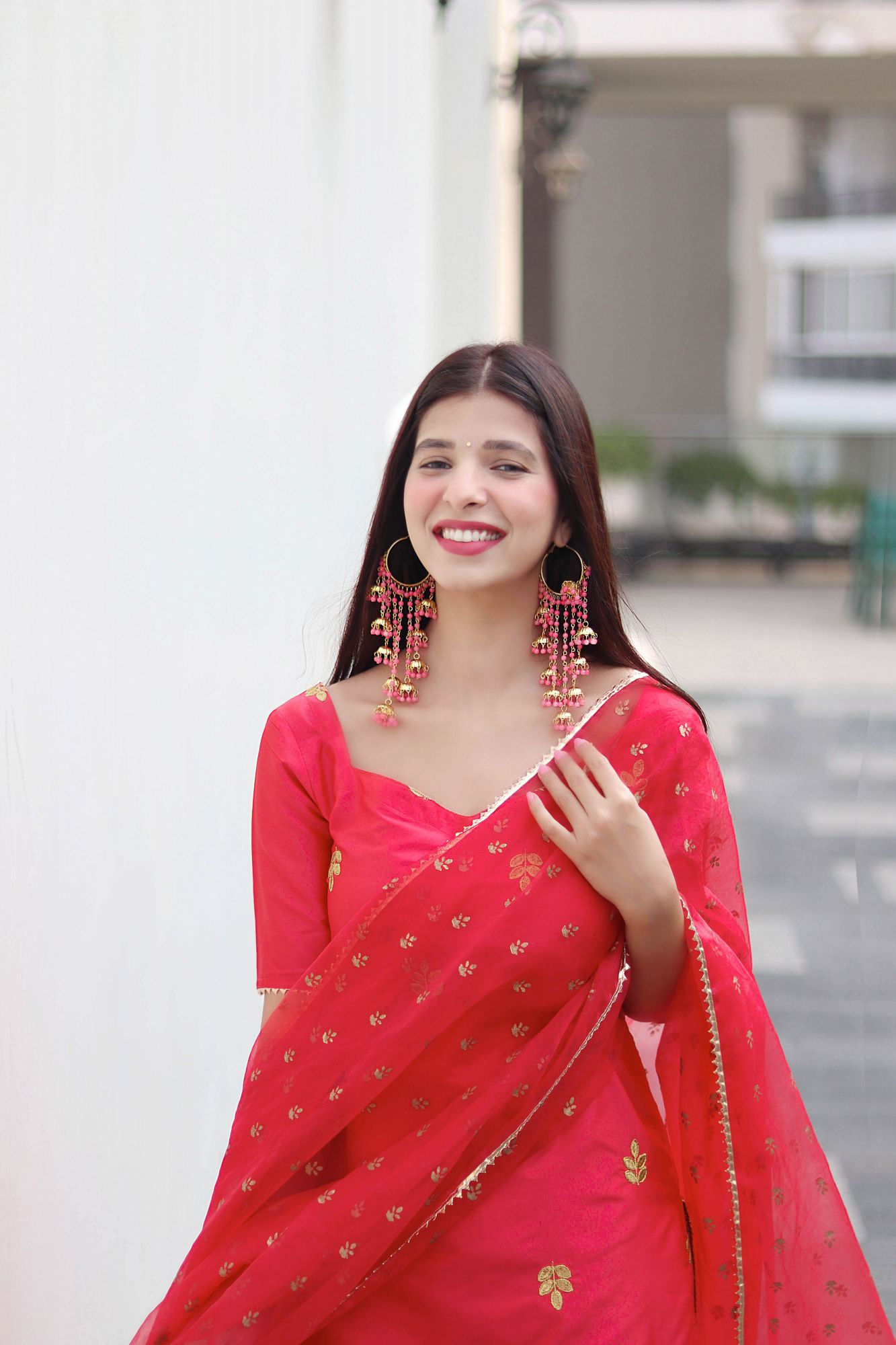 SPARKLING SILK EMBROIDERED SHARARA SET