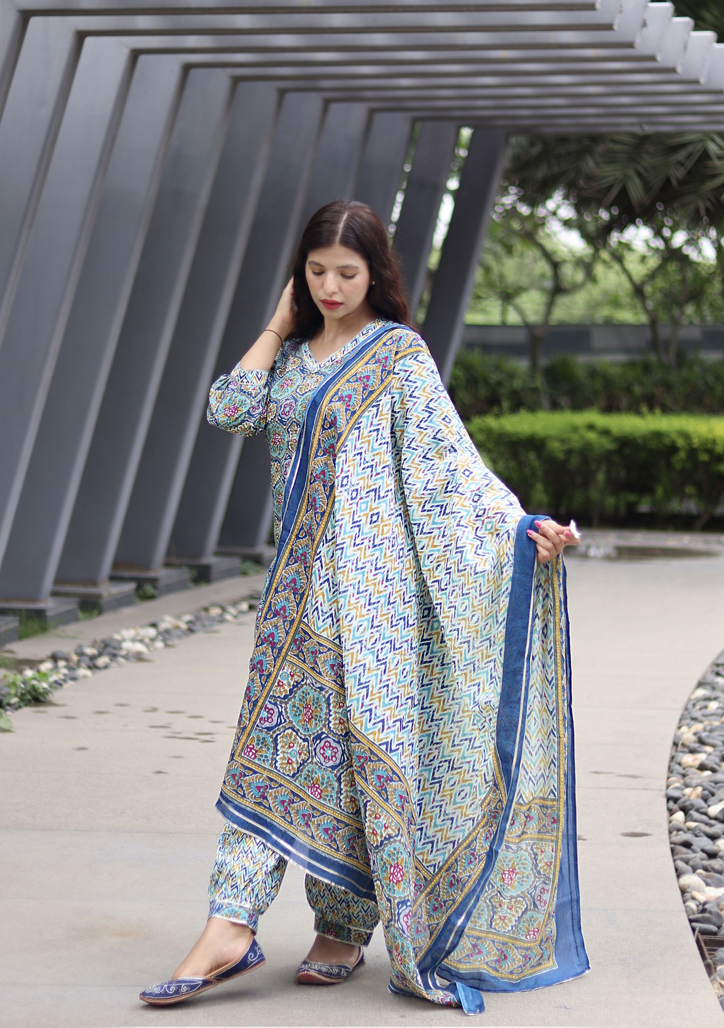 BLUE COTTON KURTA SET