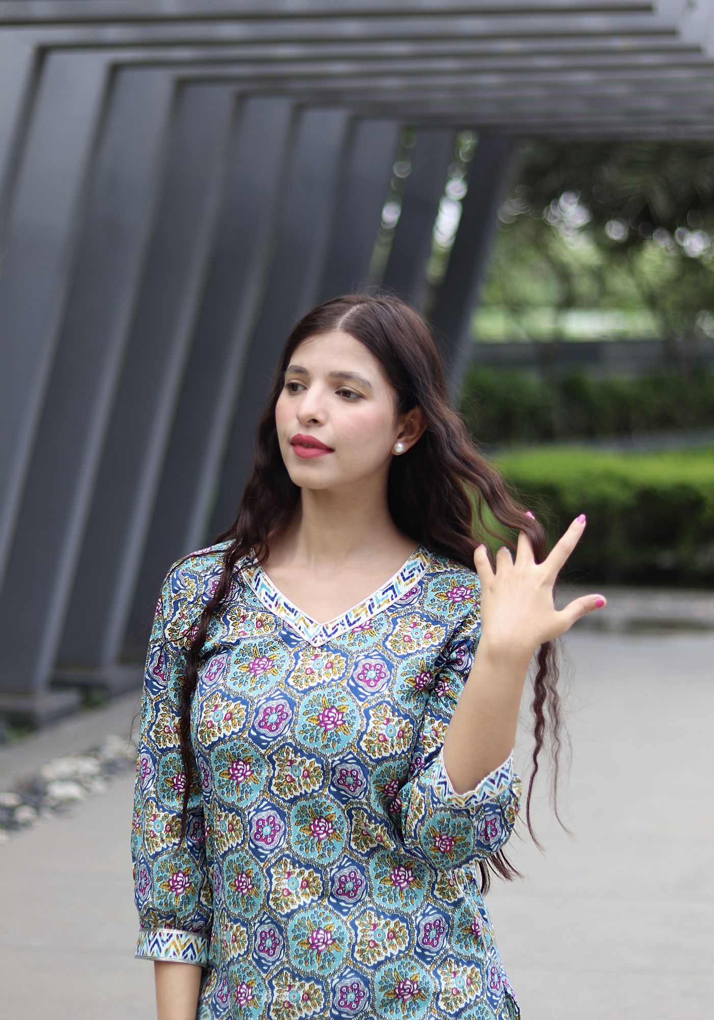 BLUE COTTON KURTA SET