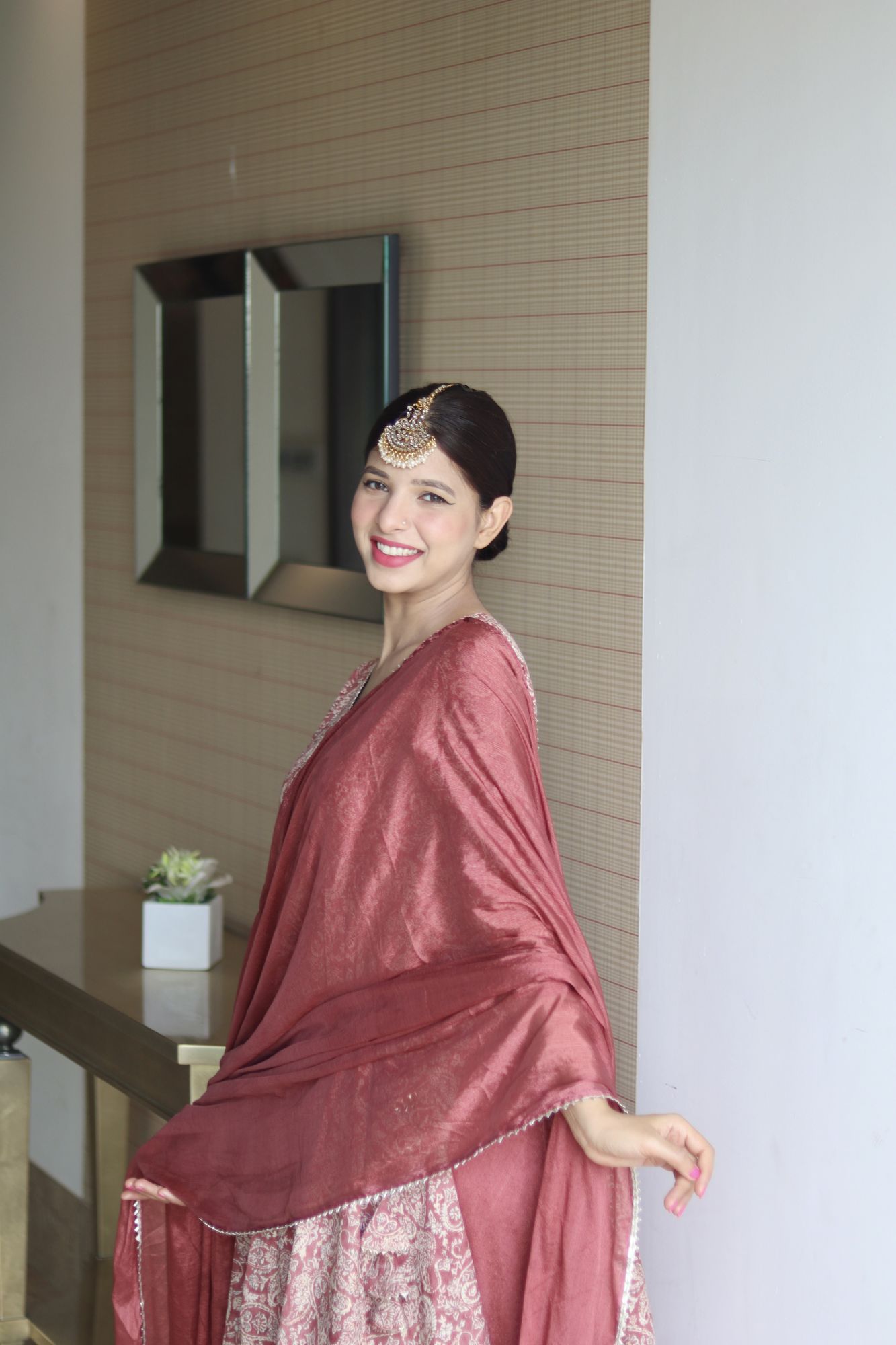 BROWN PAISLEY PRINTED SUIT SET