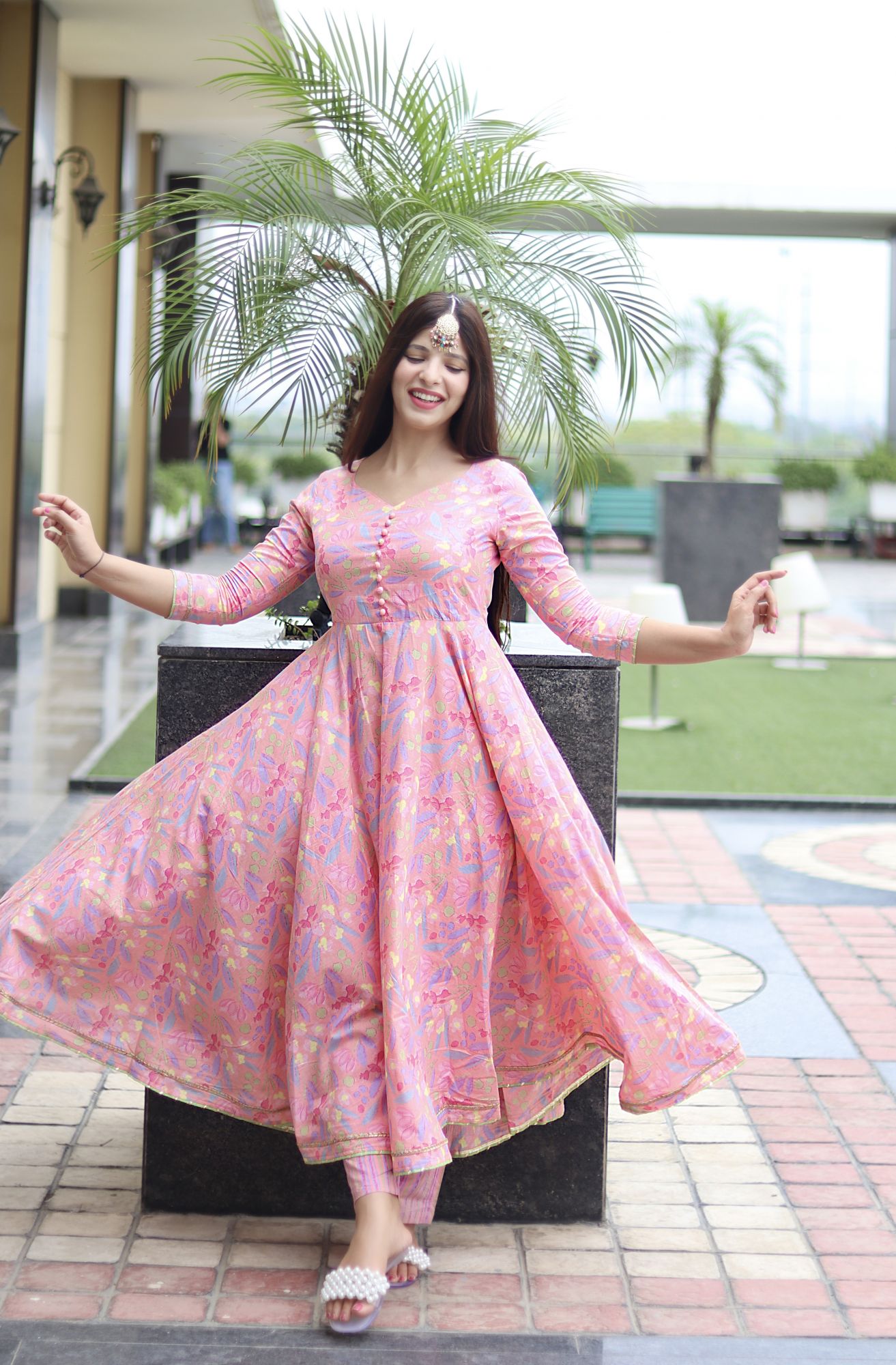 PINK COTTON FLORAL SUIT SET