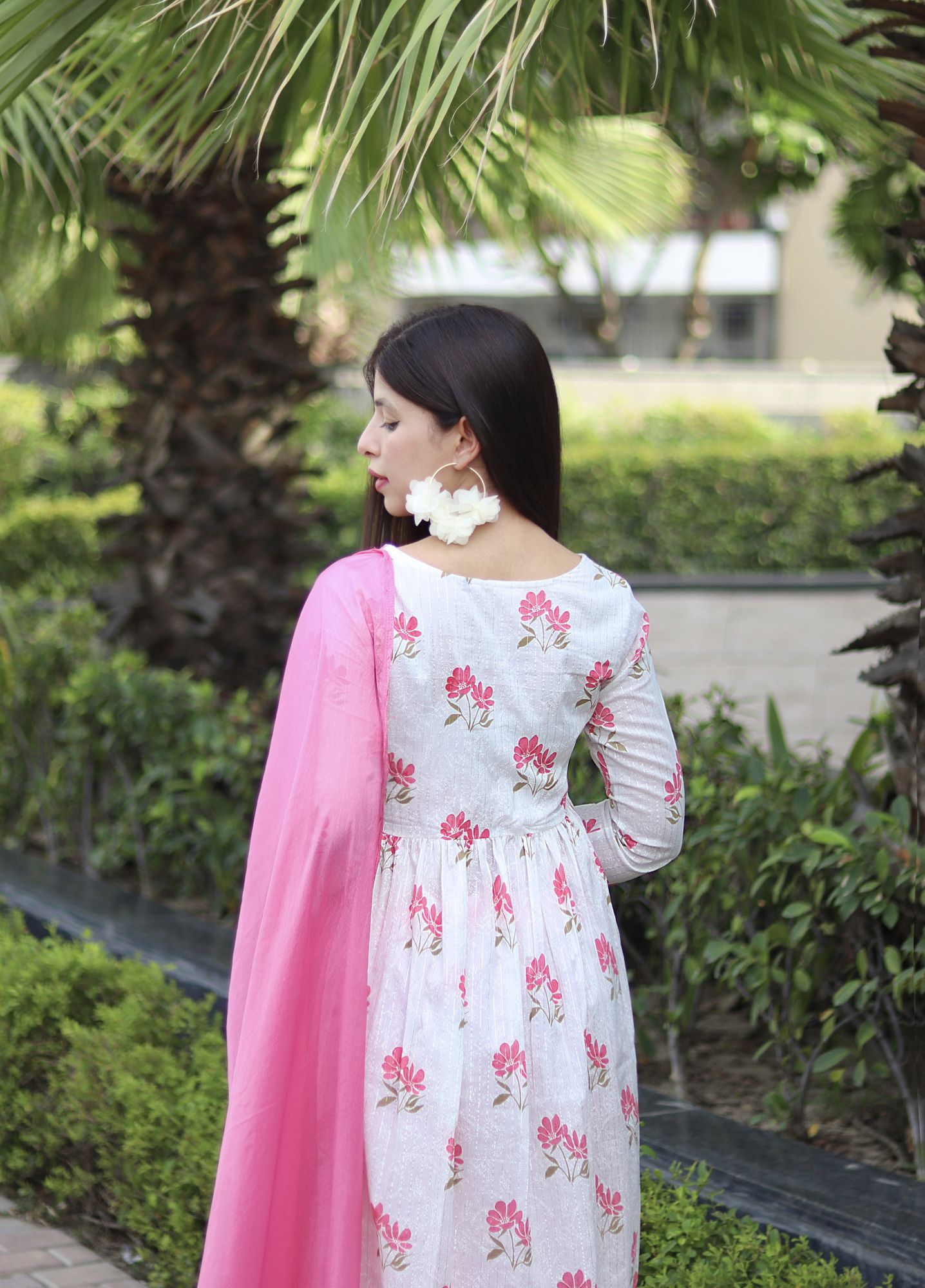 WHITE LUREX FLORAL SUIT SET