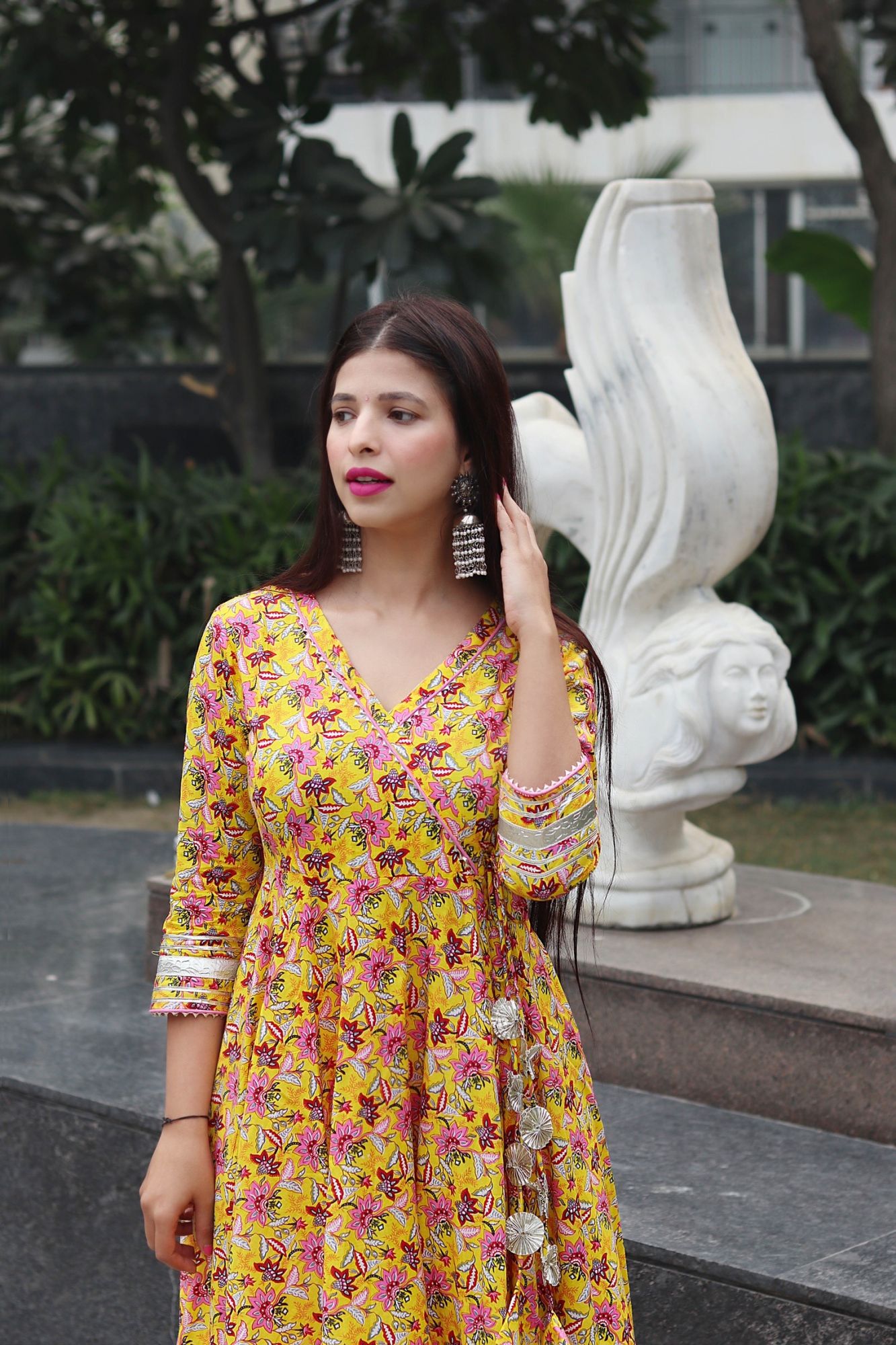 YELLOW HAND BLOCK PRINTED SUIT SET