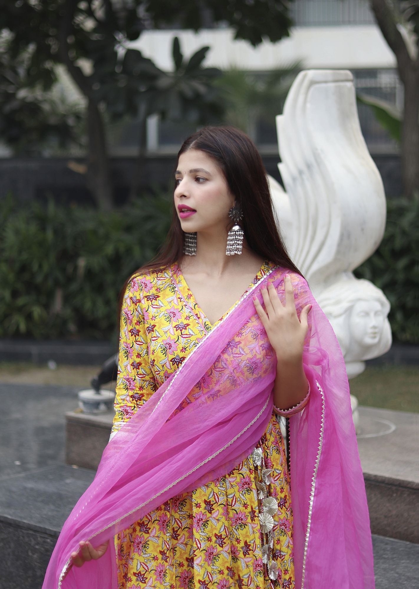 YELLOW HAND BLOCK PRINTED SUIT SET