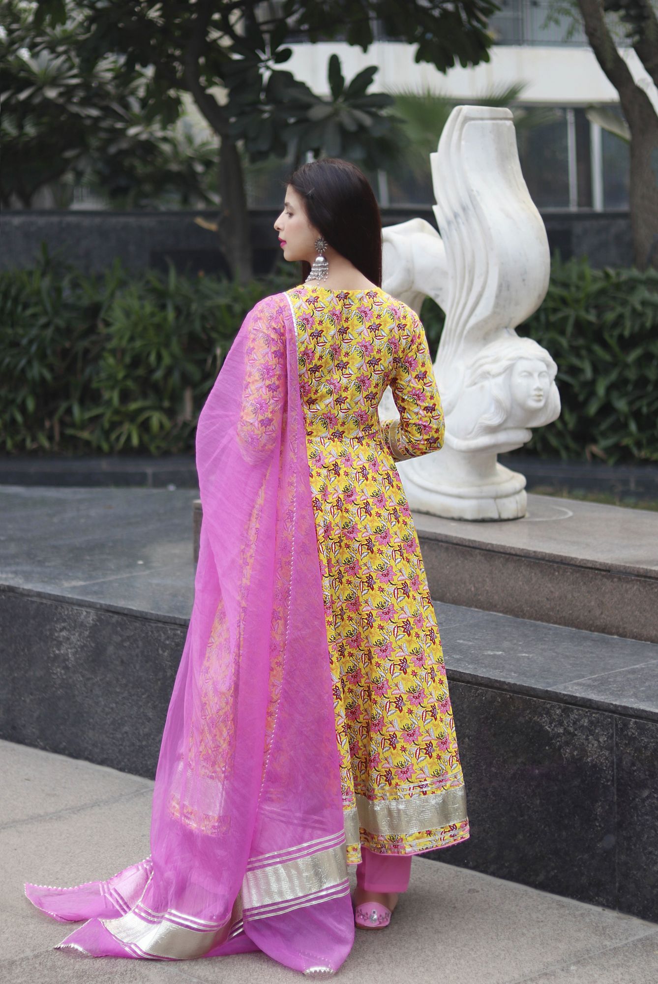 YELLOW HAND BLOCK PRINTED SUIT SET