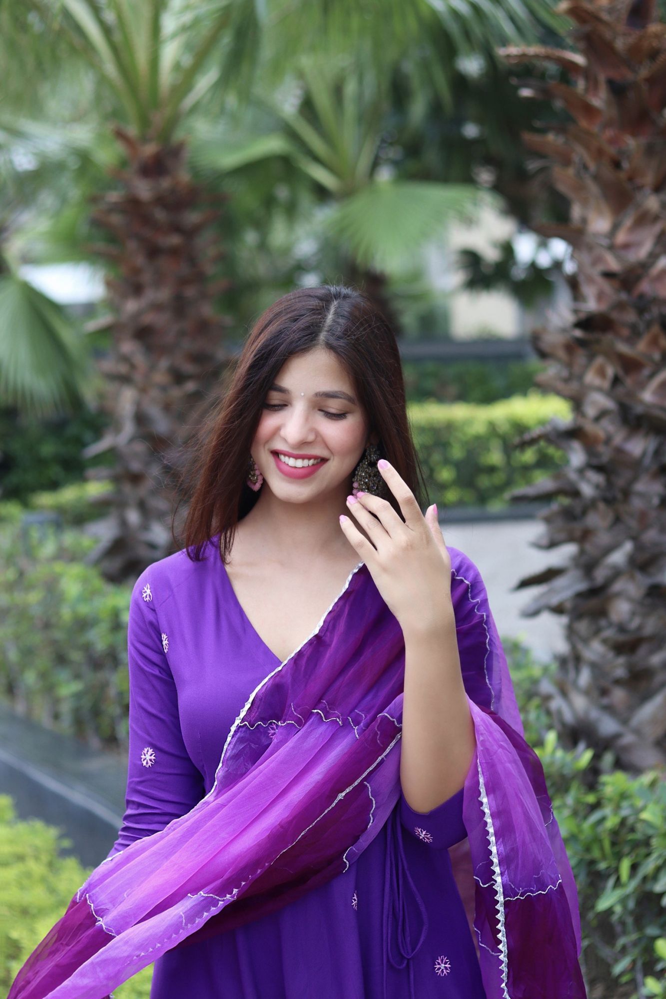 PURPLE EMBROIDERED HANDWORKED SUIT SET