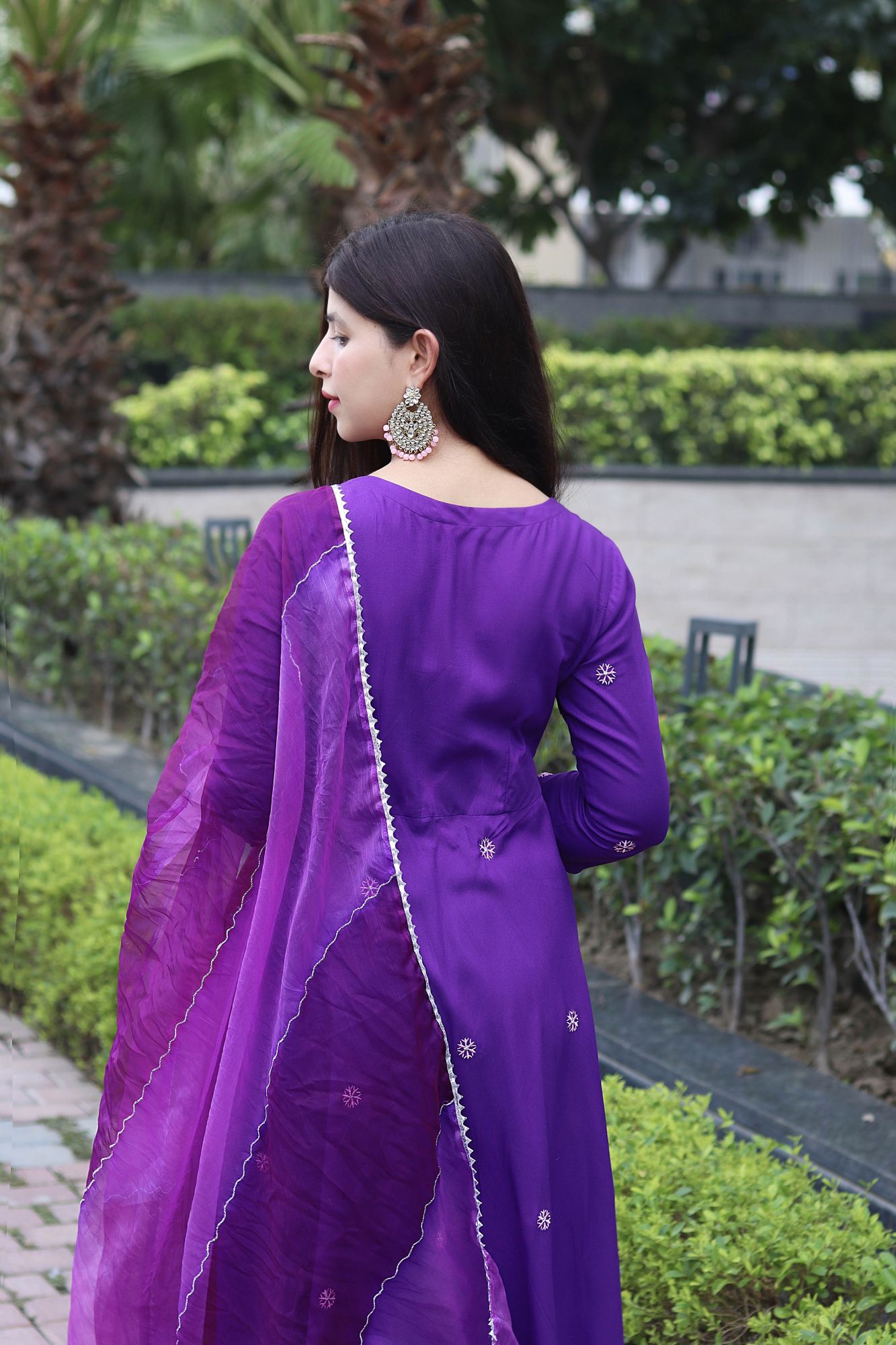 PURPLE EMBROIDERED HANDWORKED SUIT SET