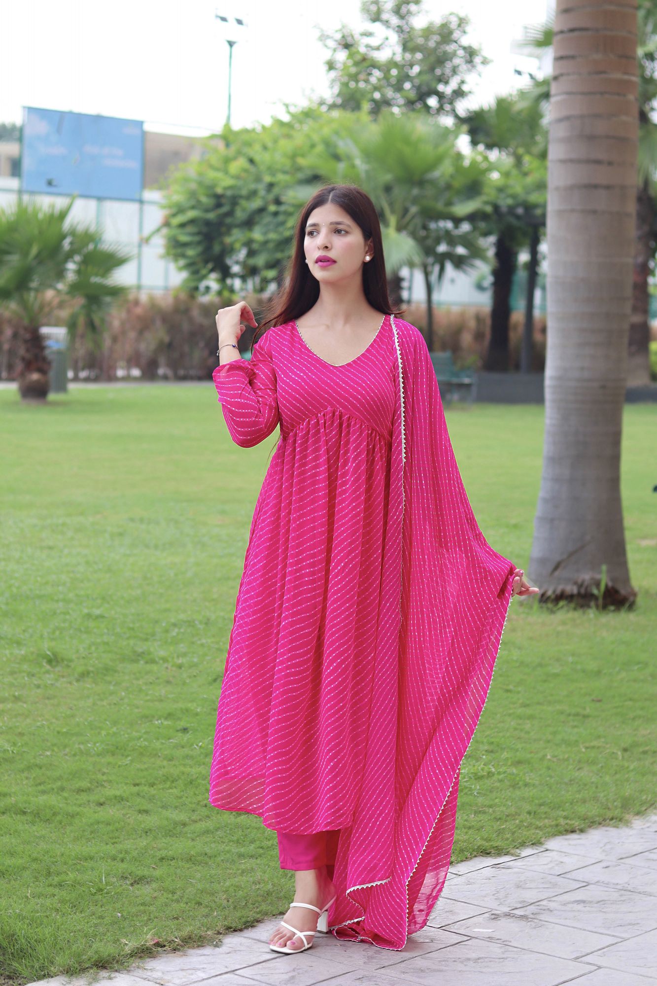 HOT PINK GEORGETTE FLOWY SUIT SET