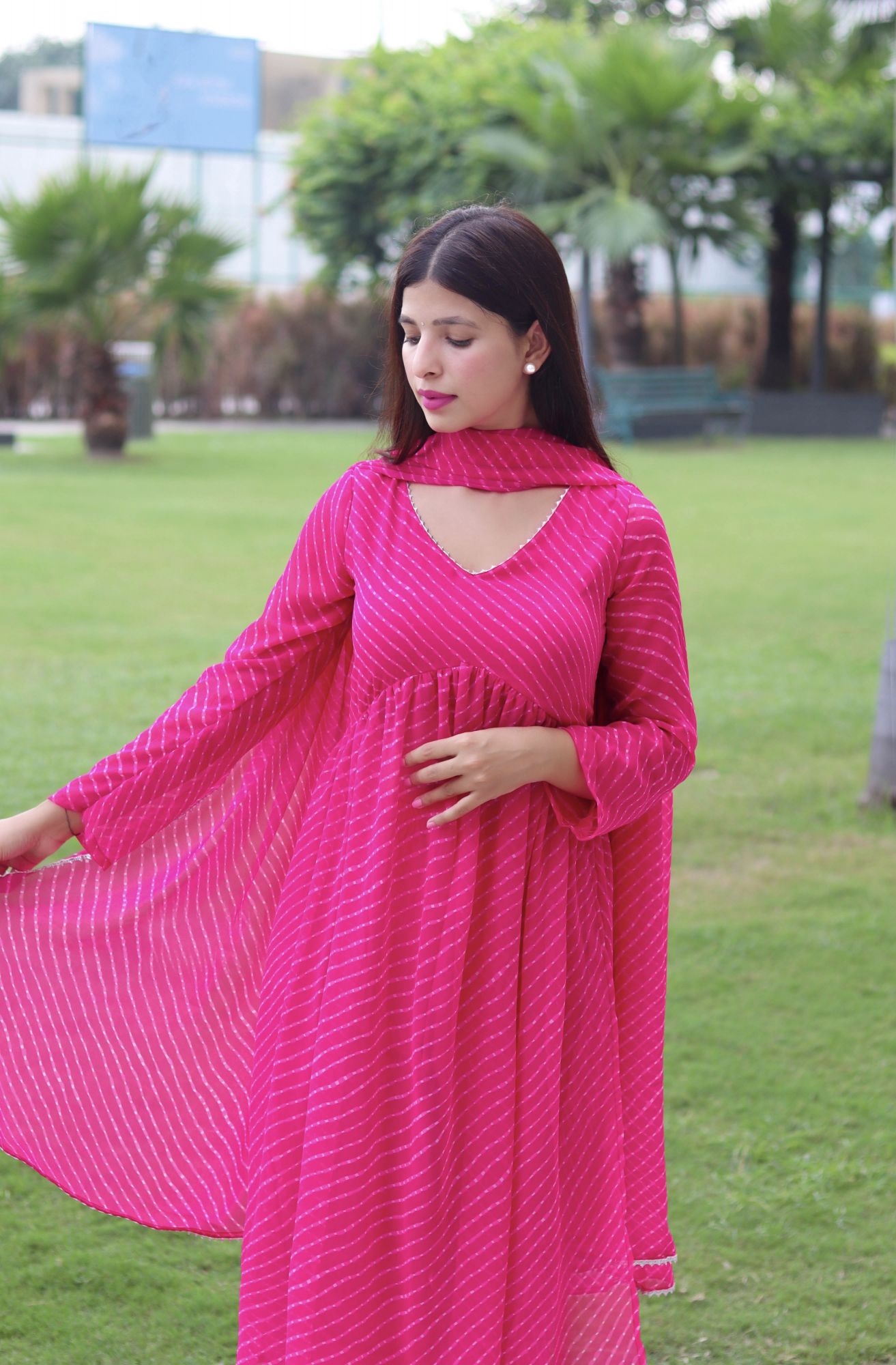 HOT PINK GEORGETTE FLOWY SUIT SET