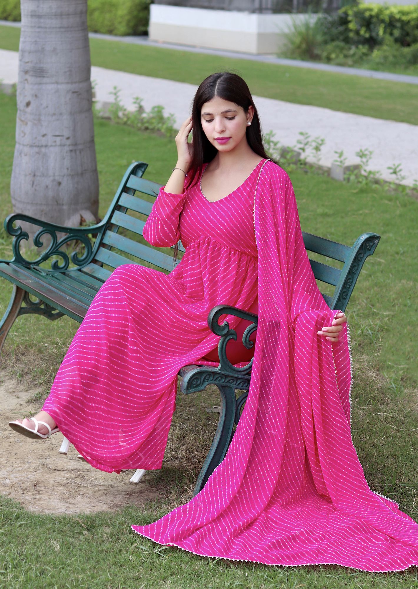HOT PINK GEORGETTE FLOWY SUIT SET