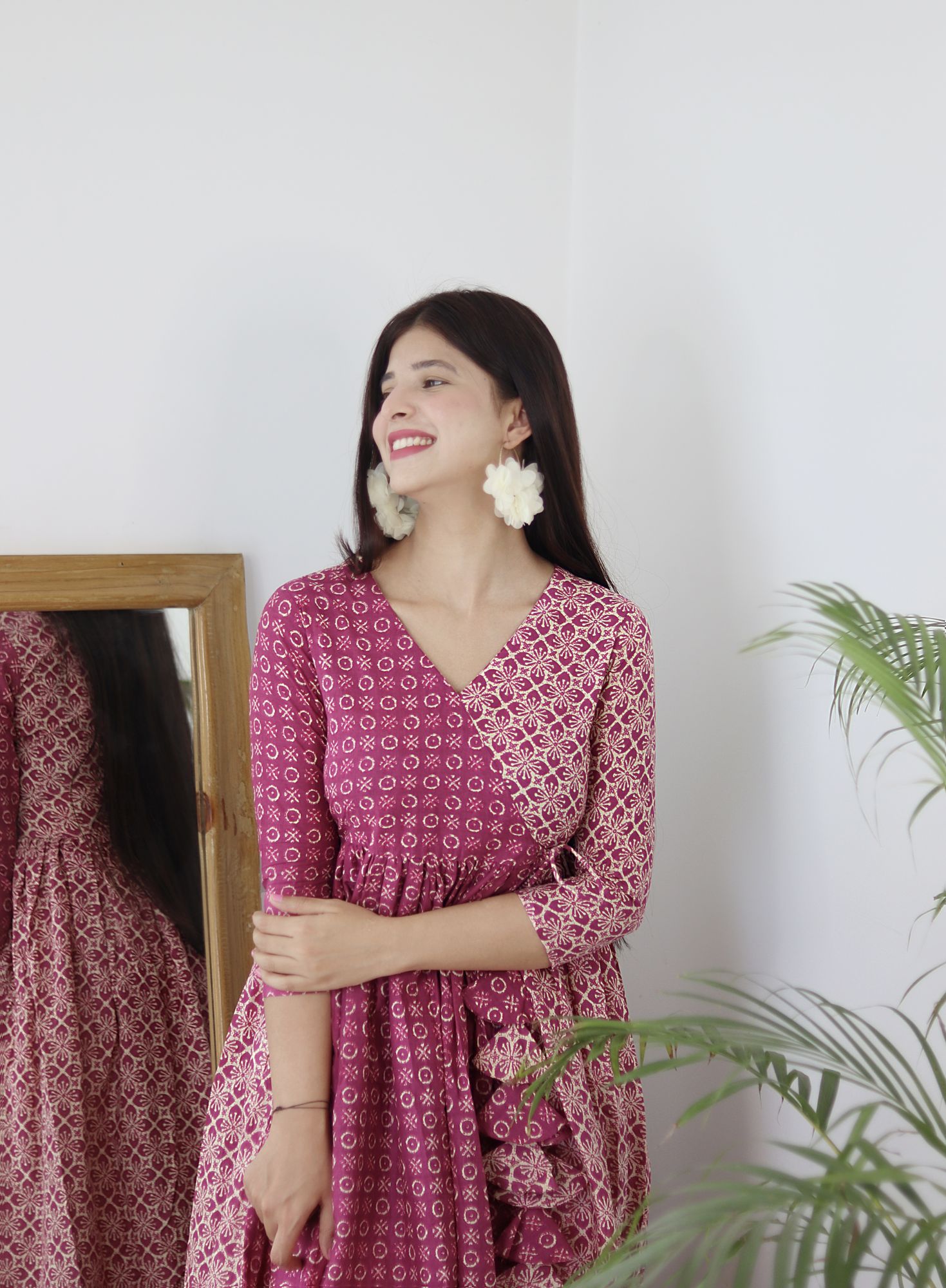 PINK FLORAL ANGRAKHA DRESS