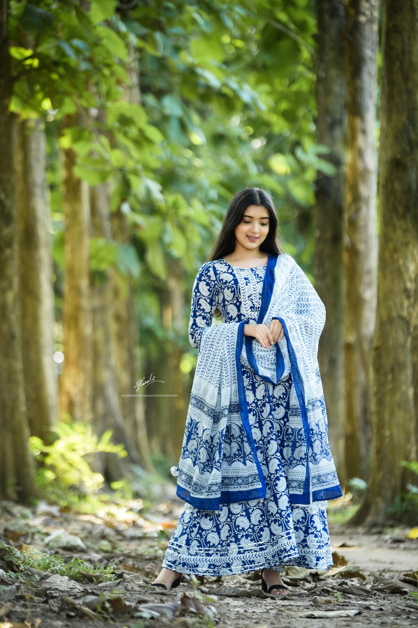 INDIGO KALAMKARI PRINTED SUIT SET