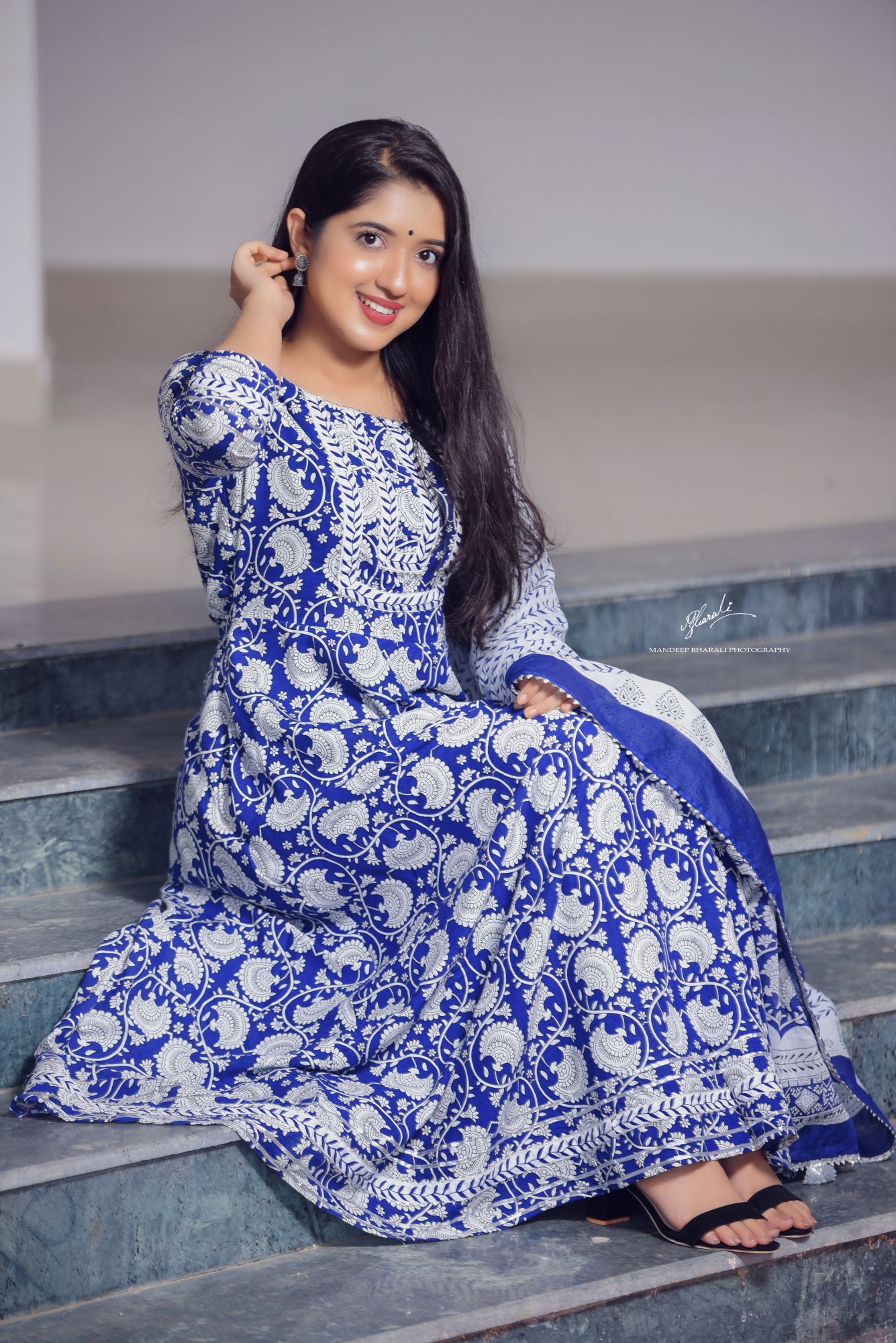 INDIGO KALAMKARI PRINTED SUIT SET