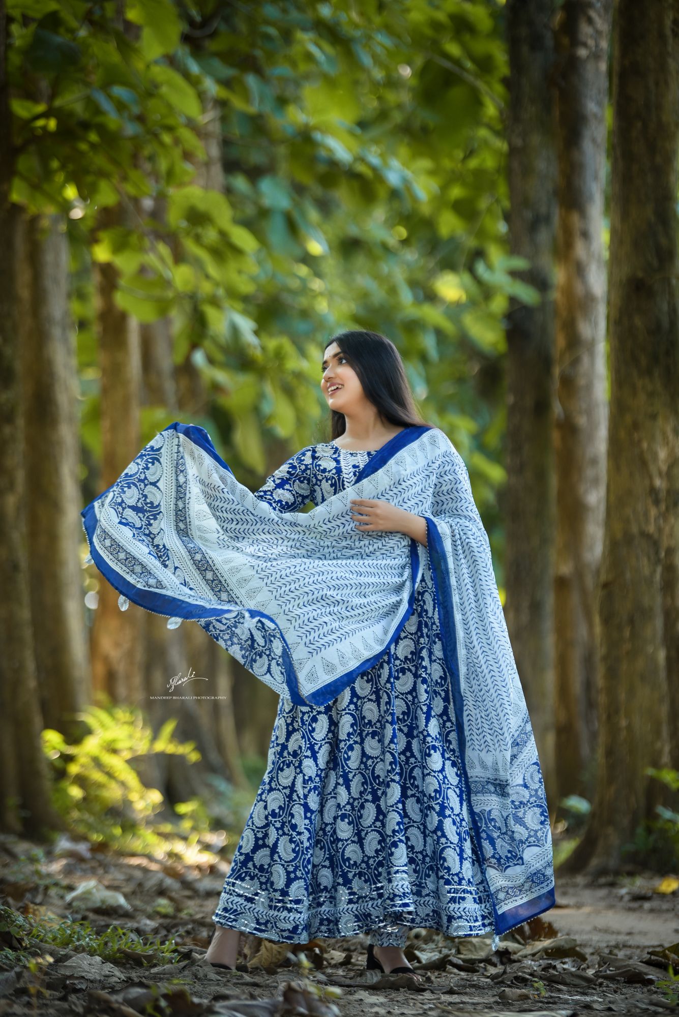 INDIGO KALAMKARI PRINTED SUIT SET