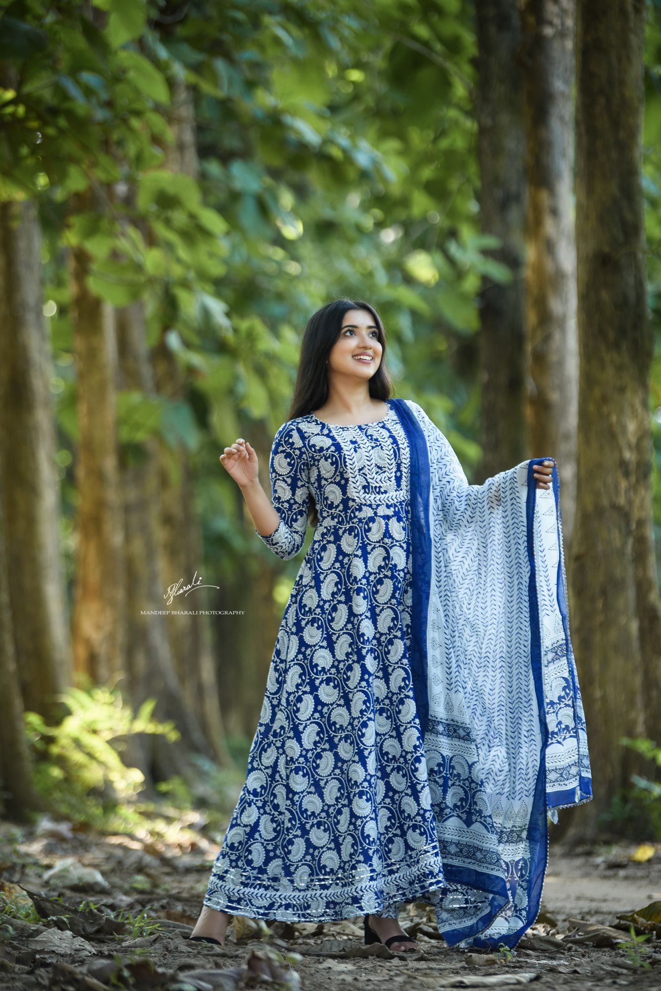 INDIGO KALAMKARI PRINTED SUIT SET