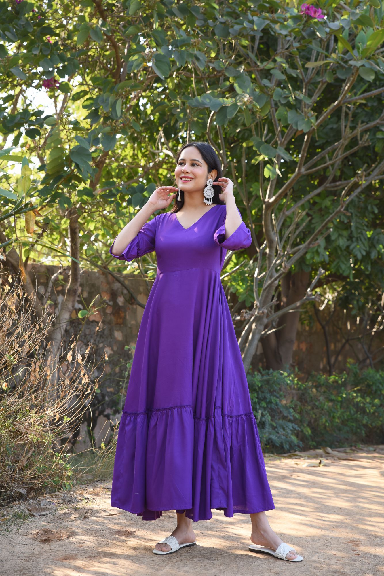 PURPLE FLARED ANARKALI DRESS