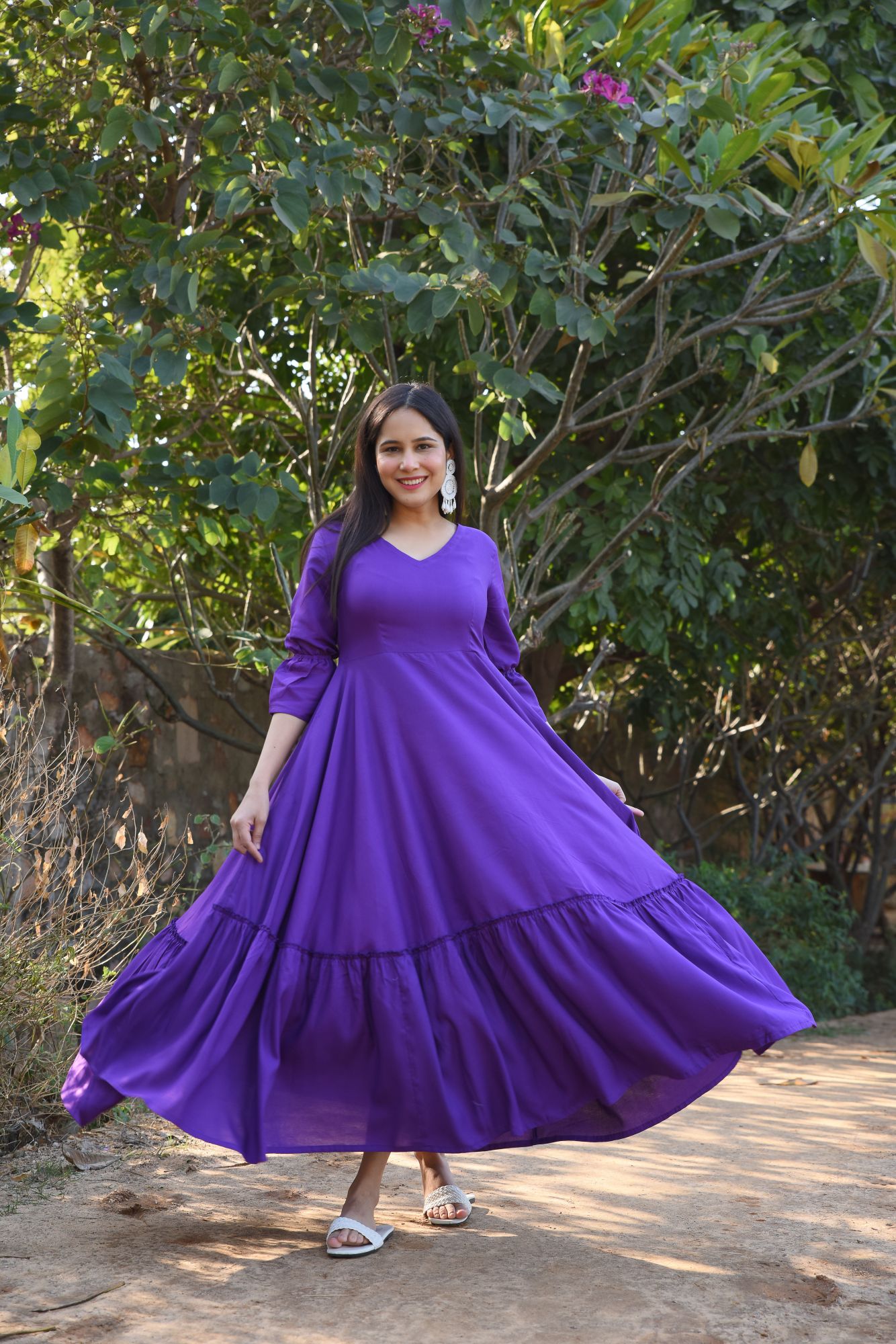 PURPLE FLARED ANARKALI DRESS
