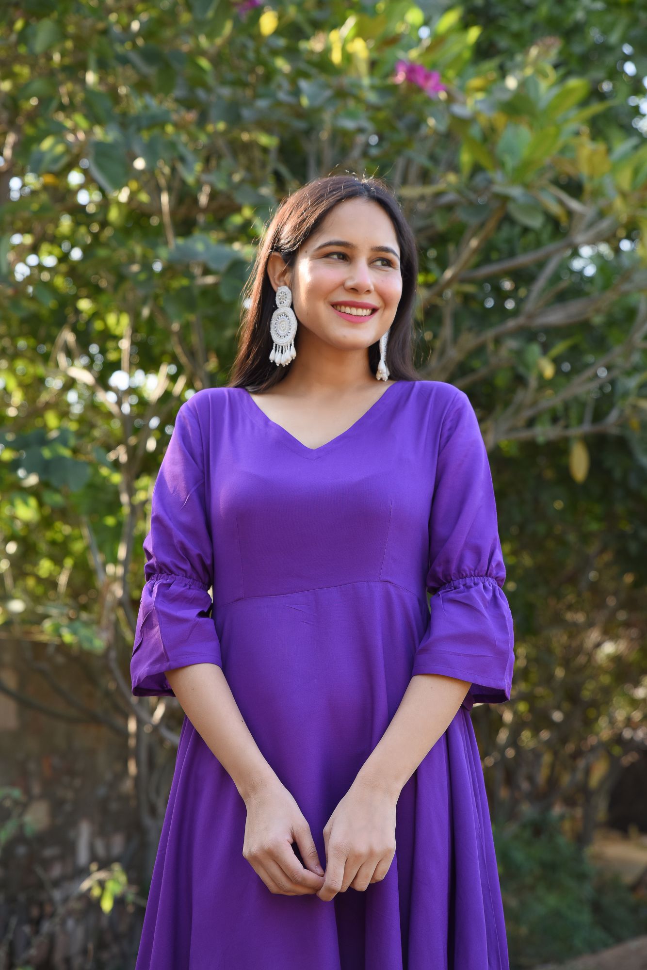 PURPLE FLARED ANARKALI DRESS