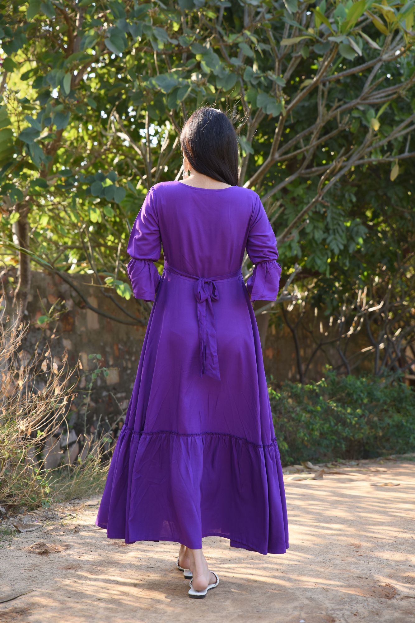 PURPLE FLARED ANARKALI DRESS