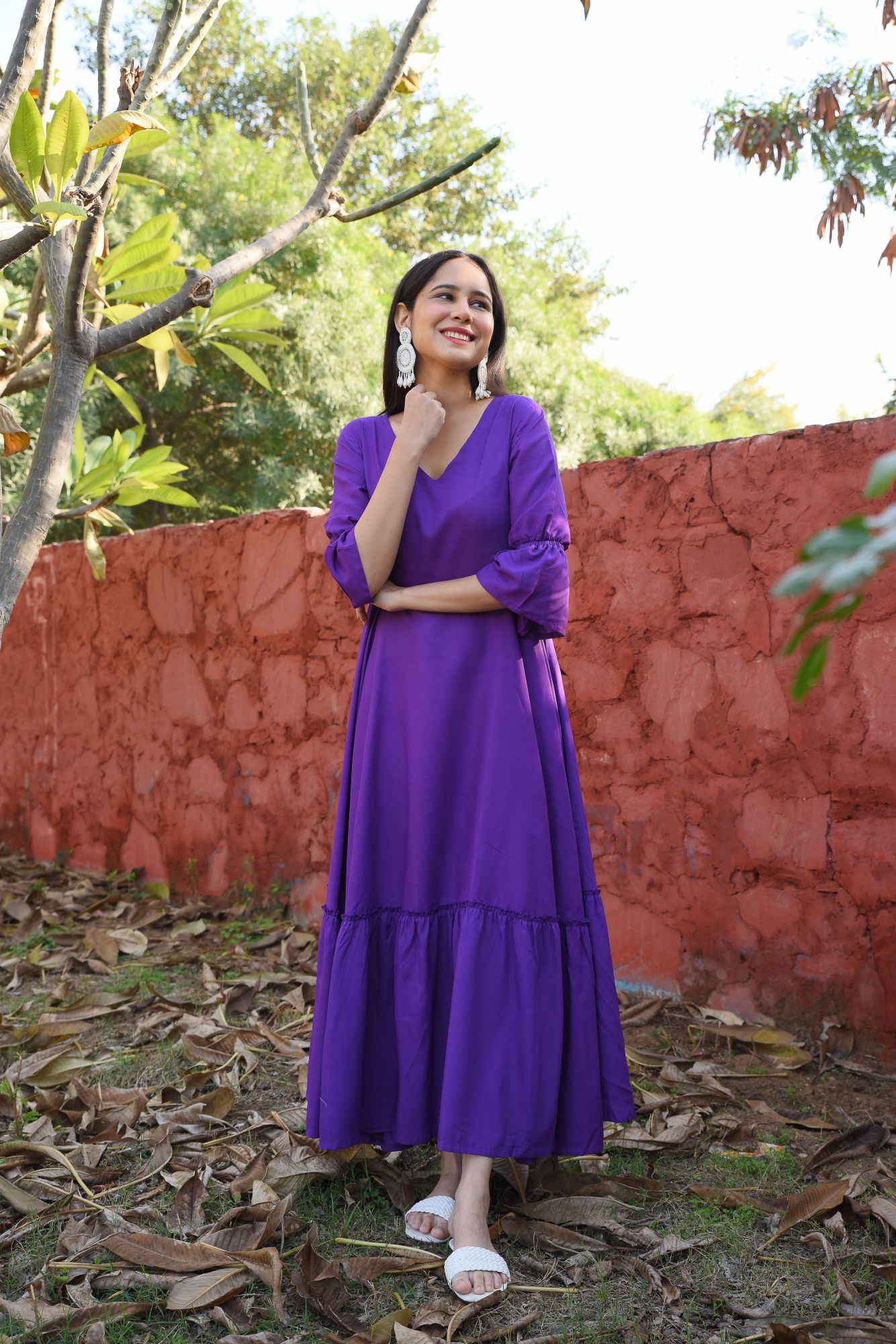 PURPLE FLARED ANARKALI DRESS