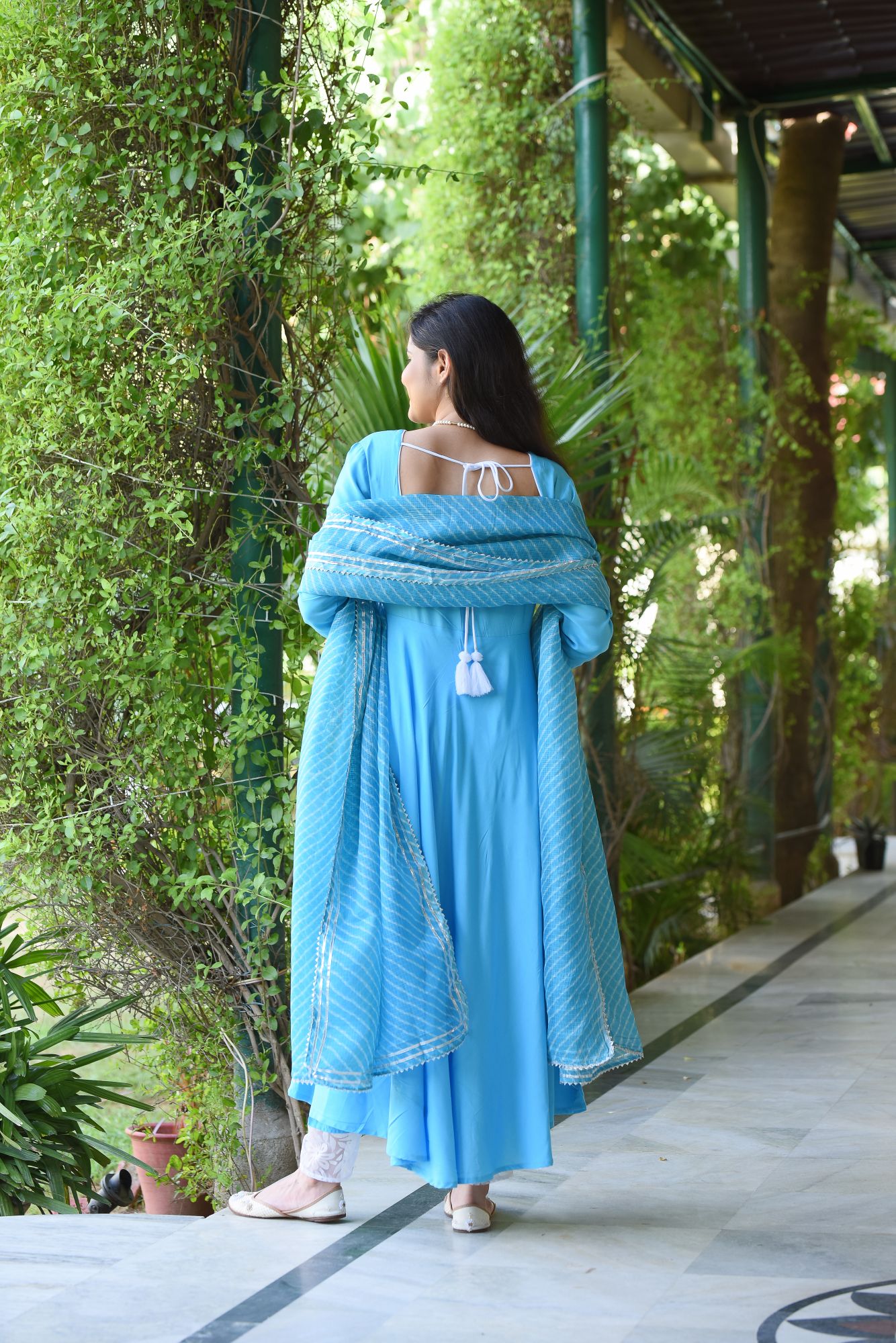 AQUA BLUE KOTA DORIYA ANGRAKHA SET
