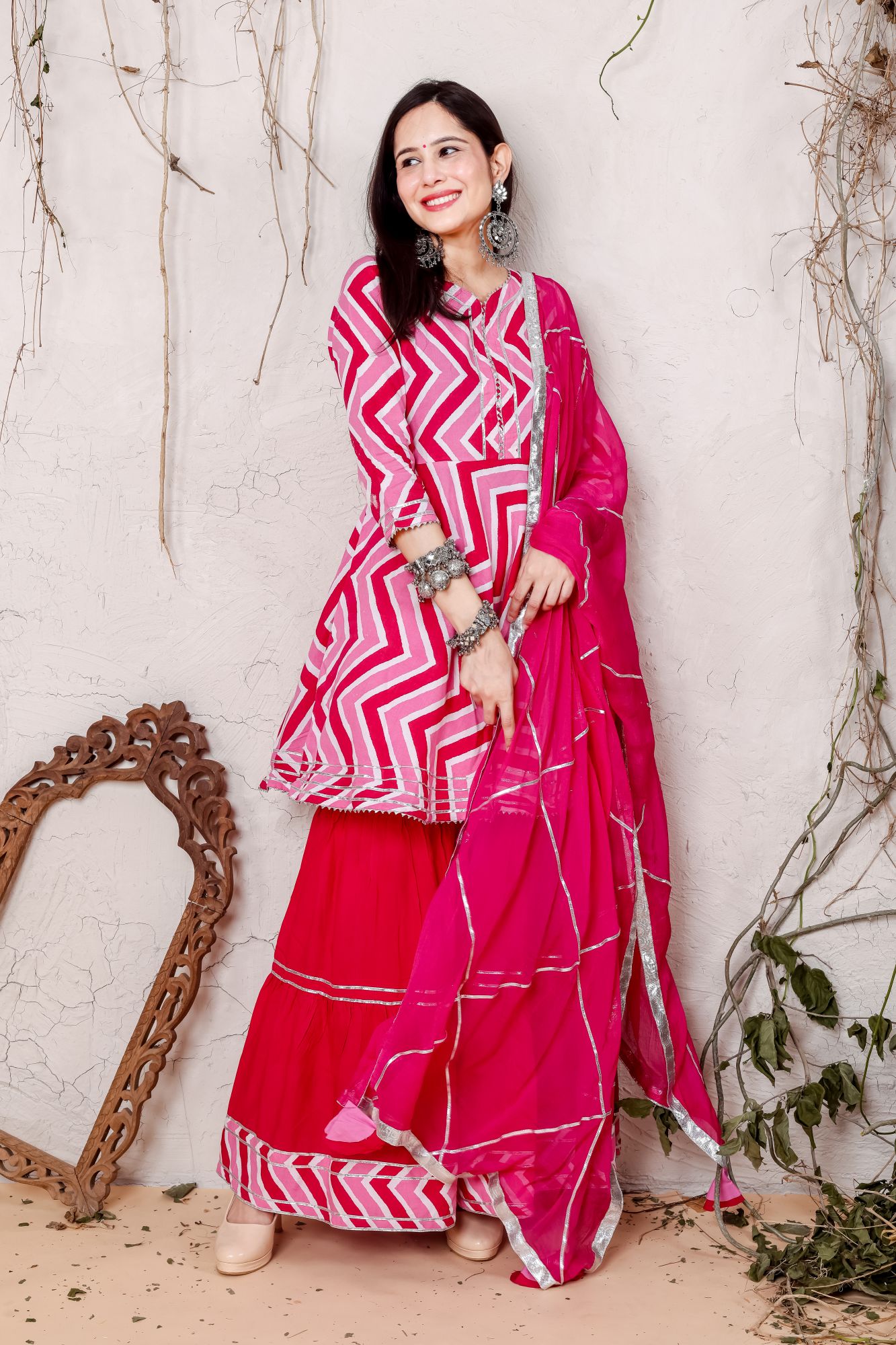 SHADES OF PINK FLOWY SHARARA SET