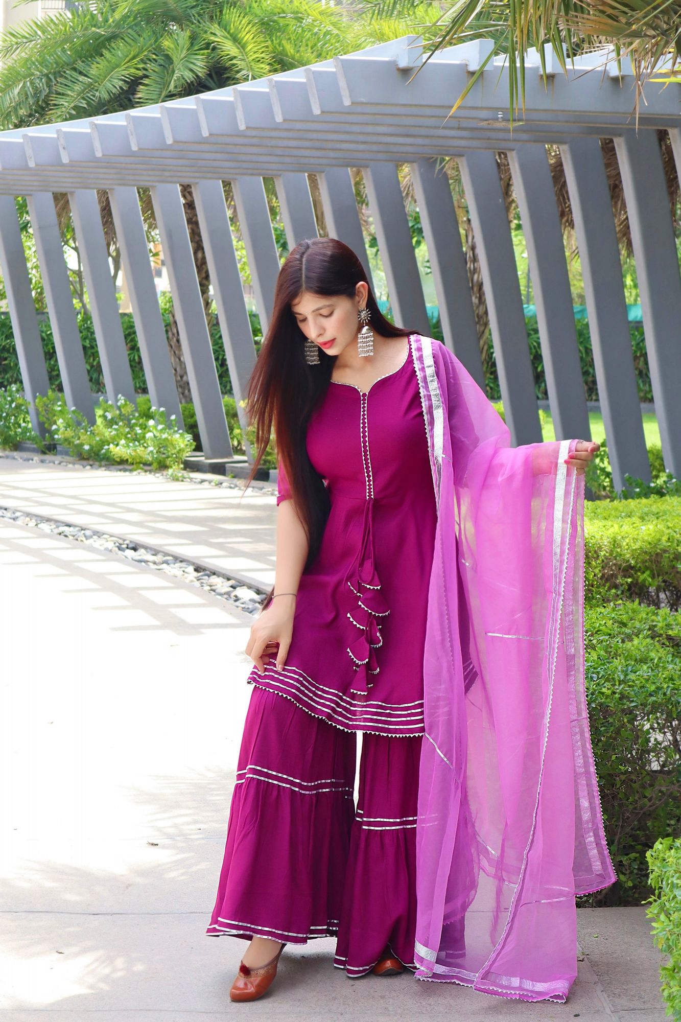 PURPLE EMBELLISHED SHARARA SET