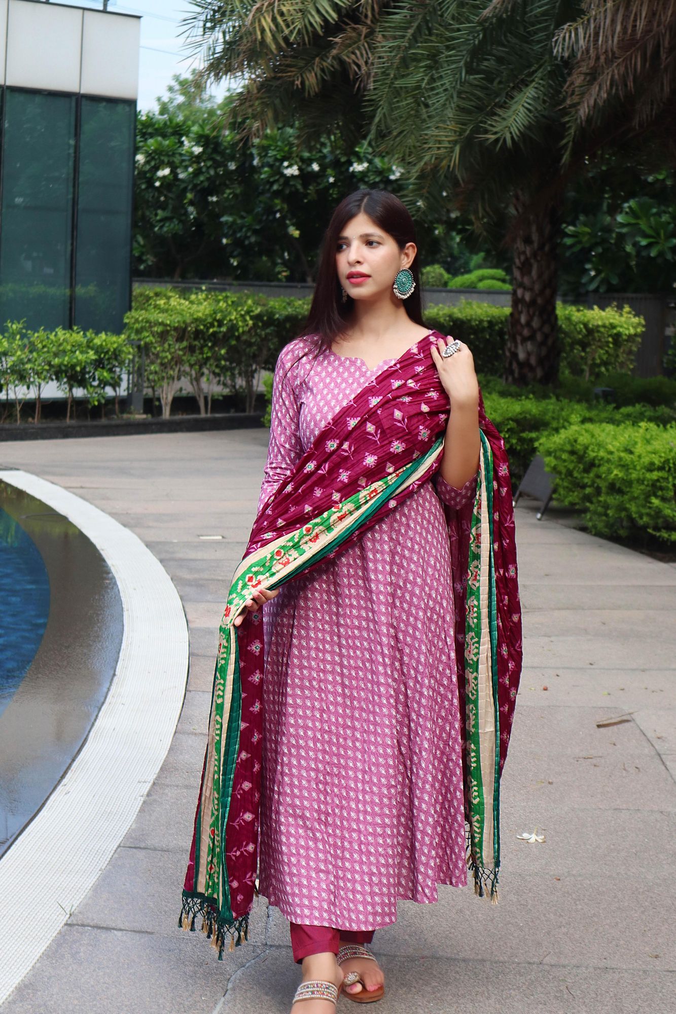 PINK COTTON HEAVILY PRINTED SUIT SET