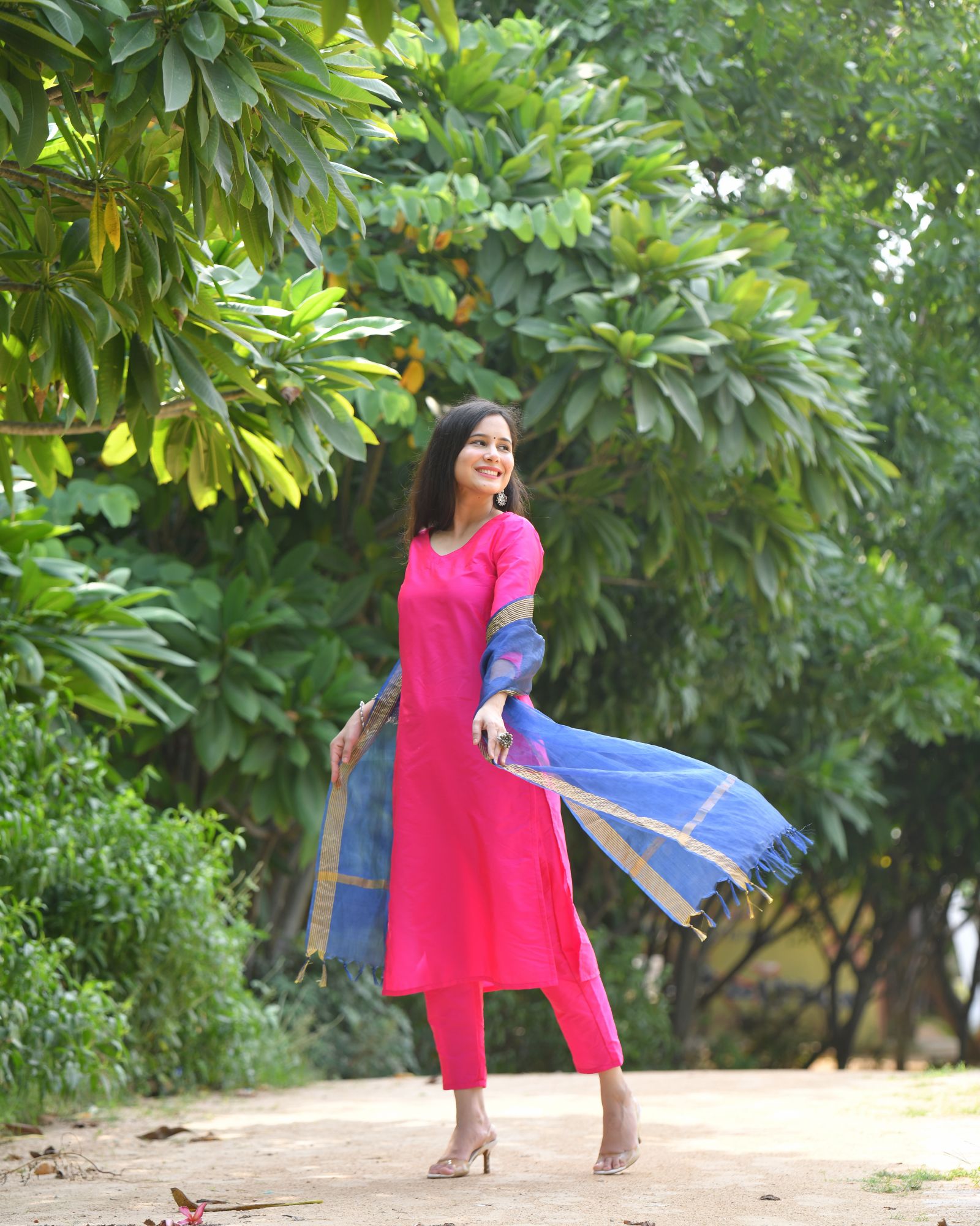 PINK SILK CASUAL KURTA SET