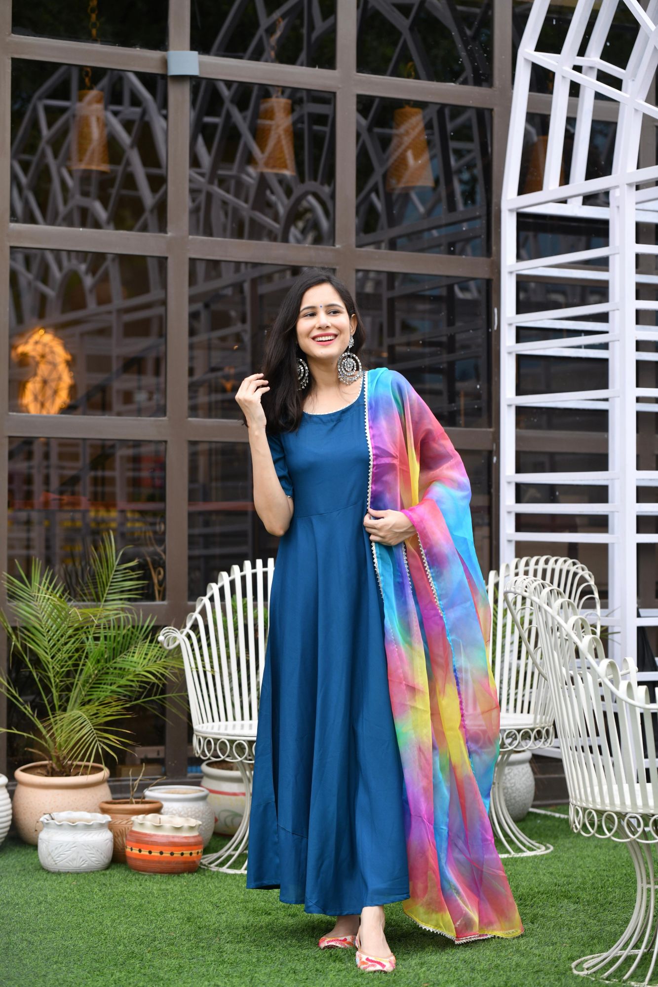 TEAL RAINBOW ORGANZA SUIT SET