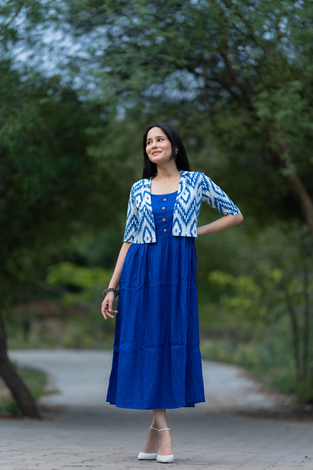 ROYAL BLUE COTTON JACKET-DRESS1