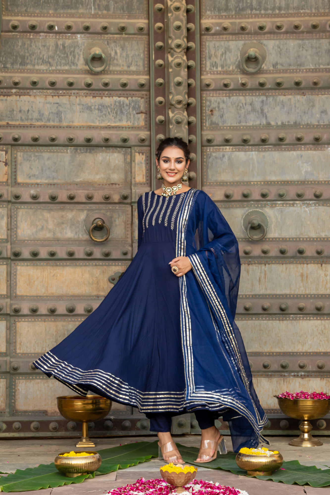 BLUE SERENITY ZARI ANARKALI SET