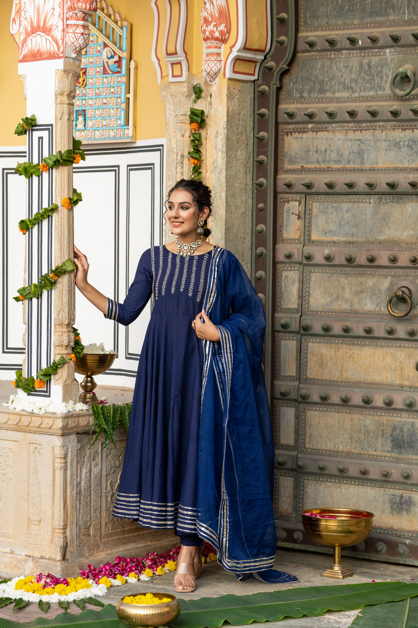 BLUE SERENITY ZARI ANARKALI SET