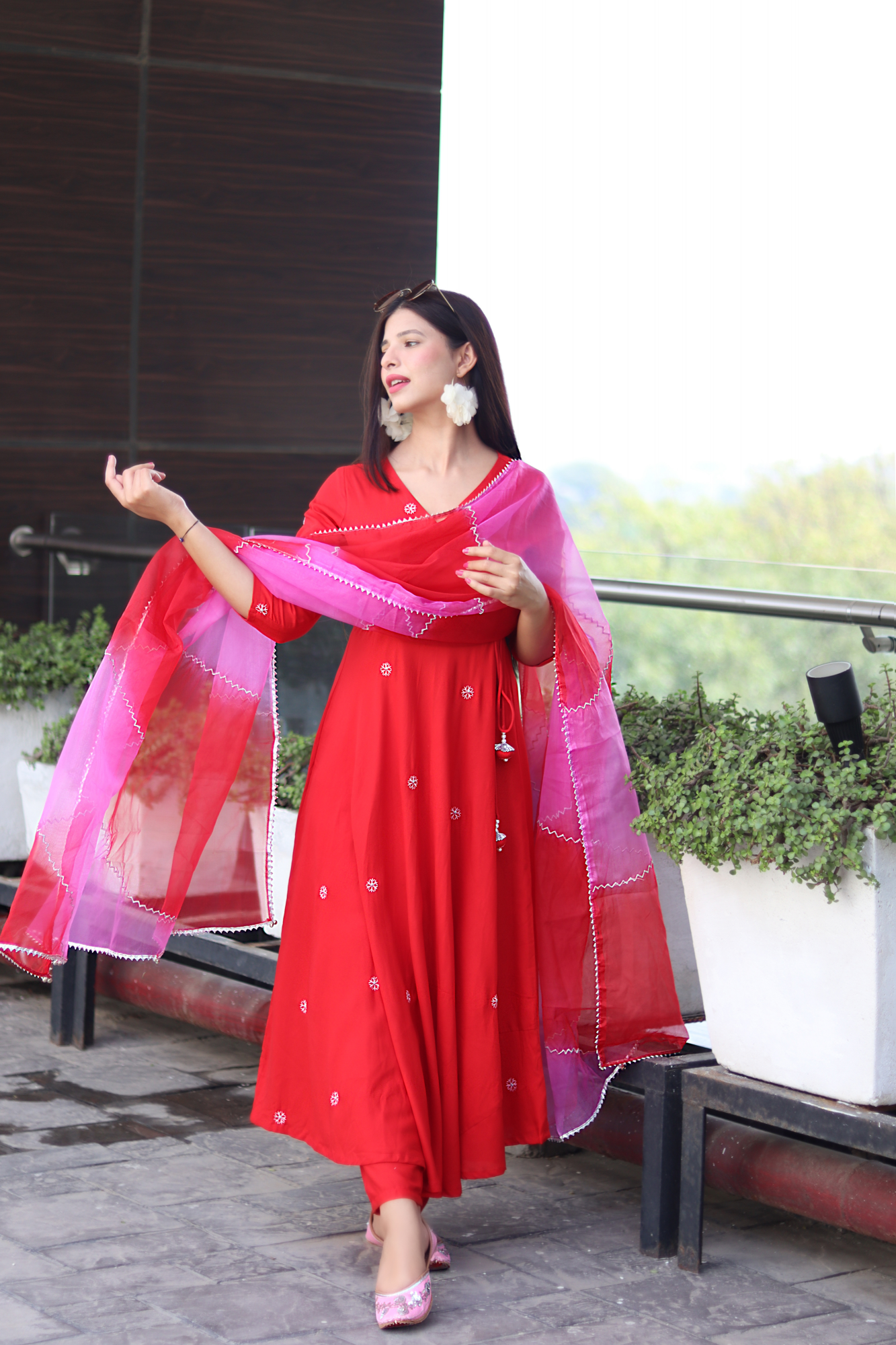 RED EMBROIDERED HANDWORKED SUIT SET