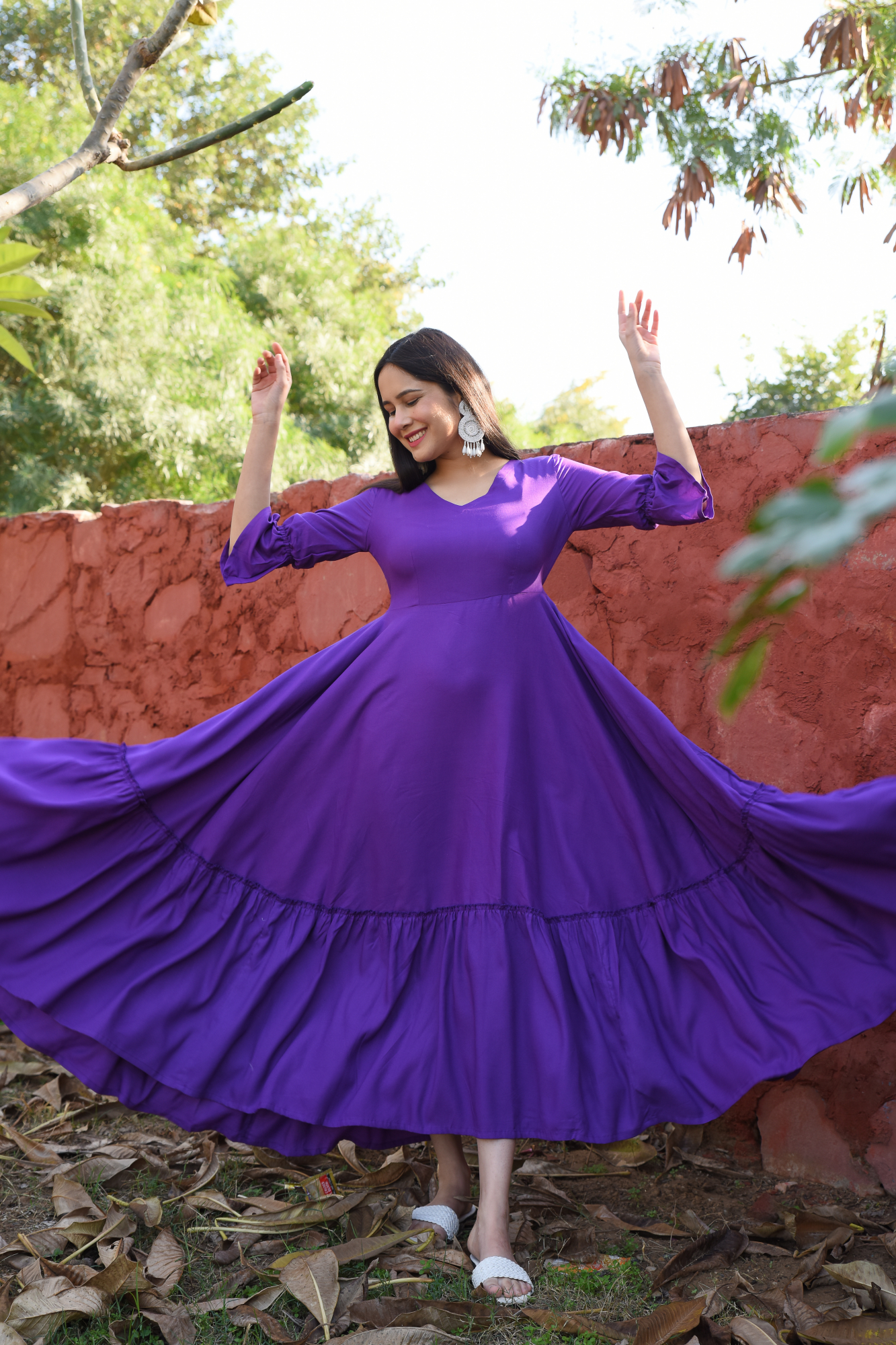 PURPLE FLARED ANARKALI DRESS