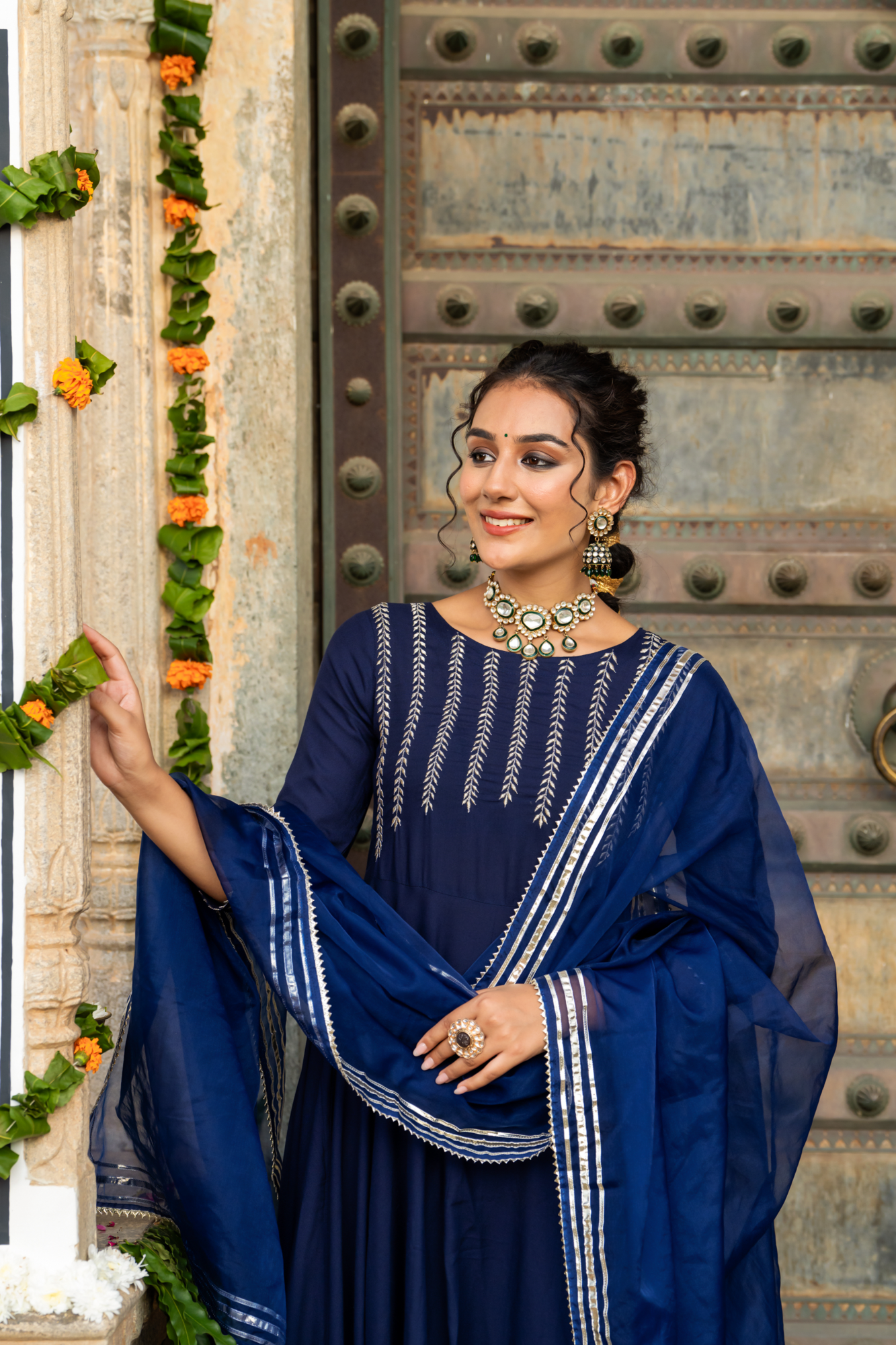 BLUE SERENITY ZARI ANARKALI SET