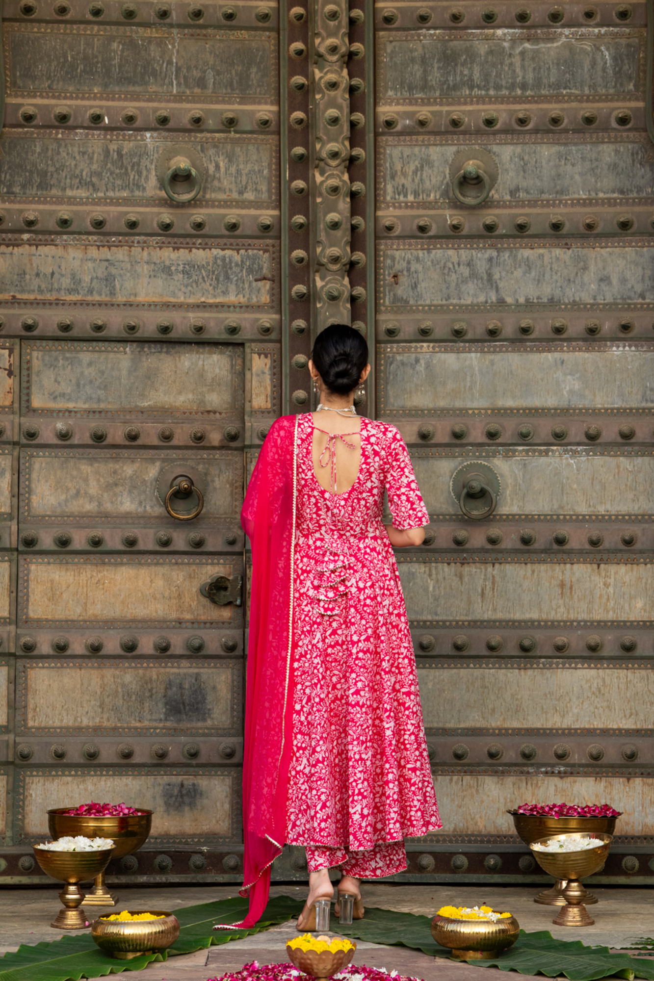 PINK BLOOM ANARKALI SUIT SET