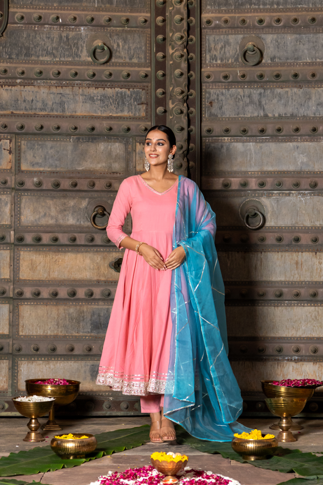 PEACH REGAL GOTA ANARKALI SET