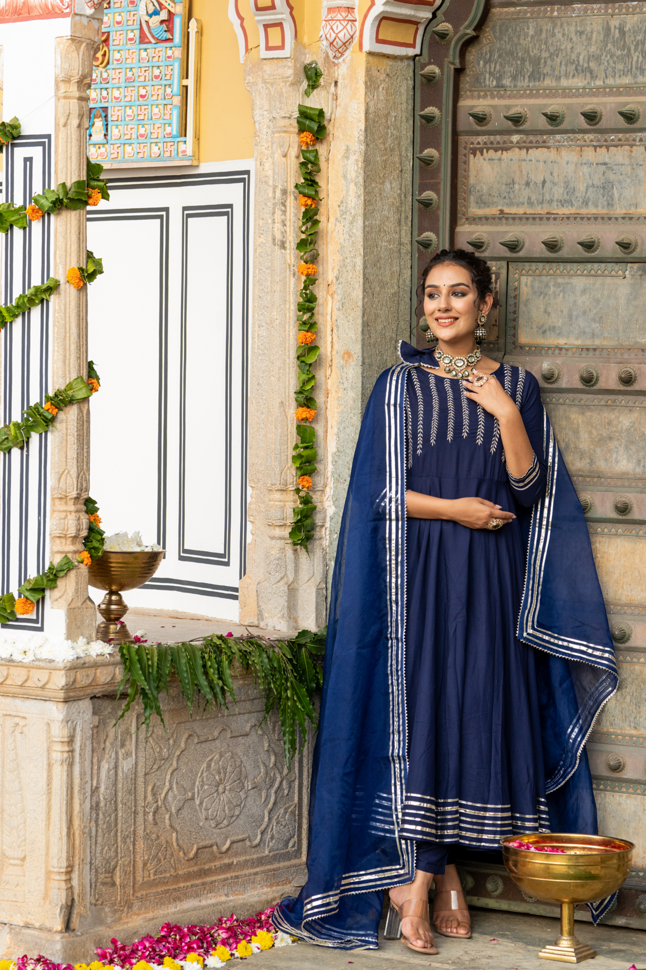 BLUE SERENITY ZARI ANARKALI SET