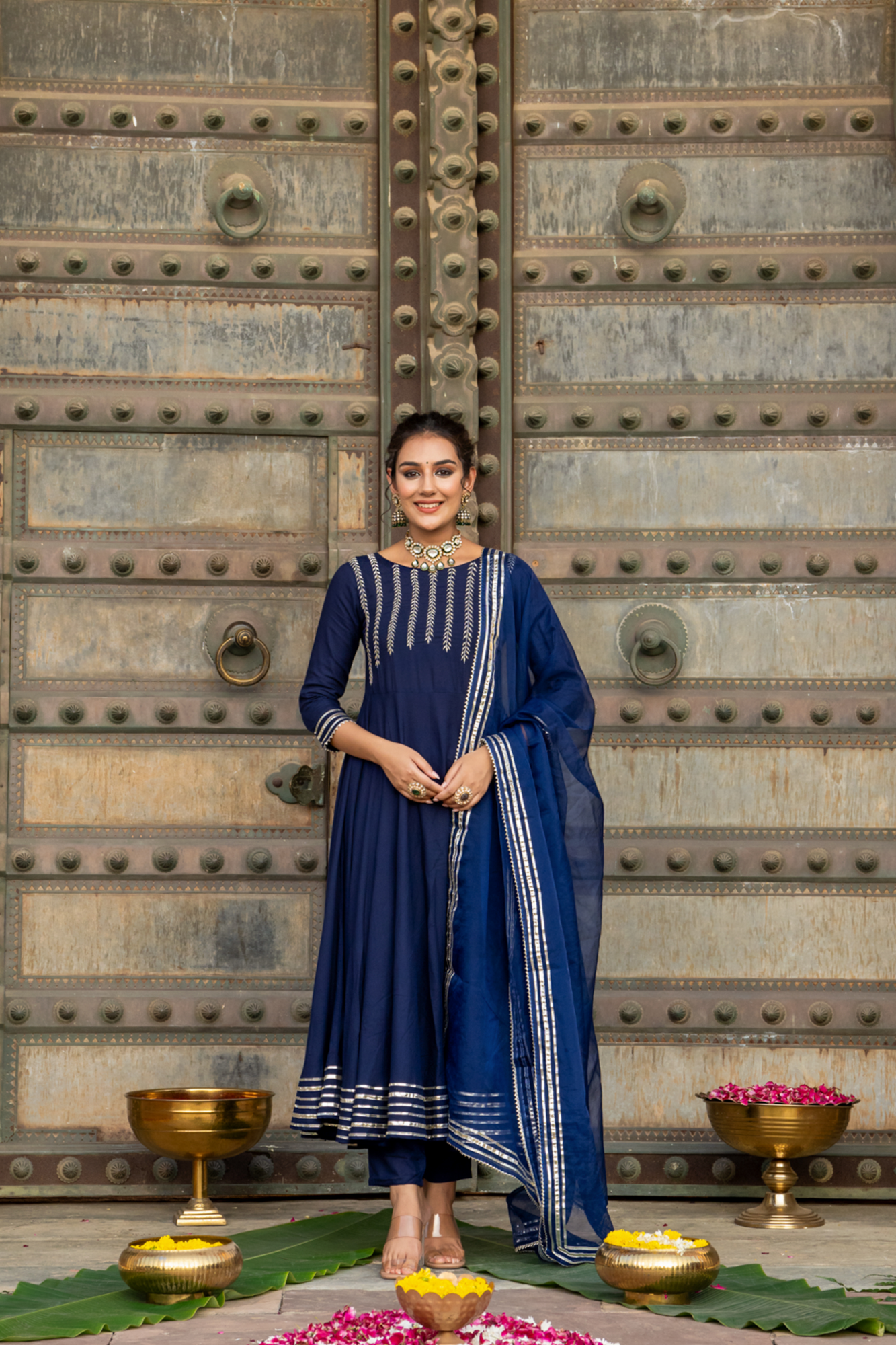 BLUE SERENITY ZARI ANARKALI SET