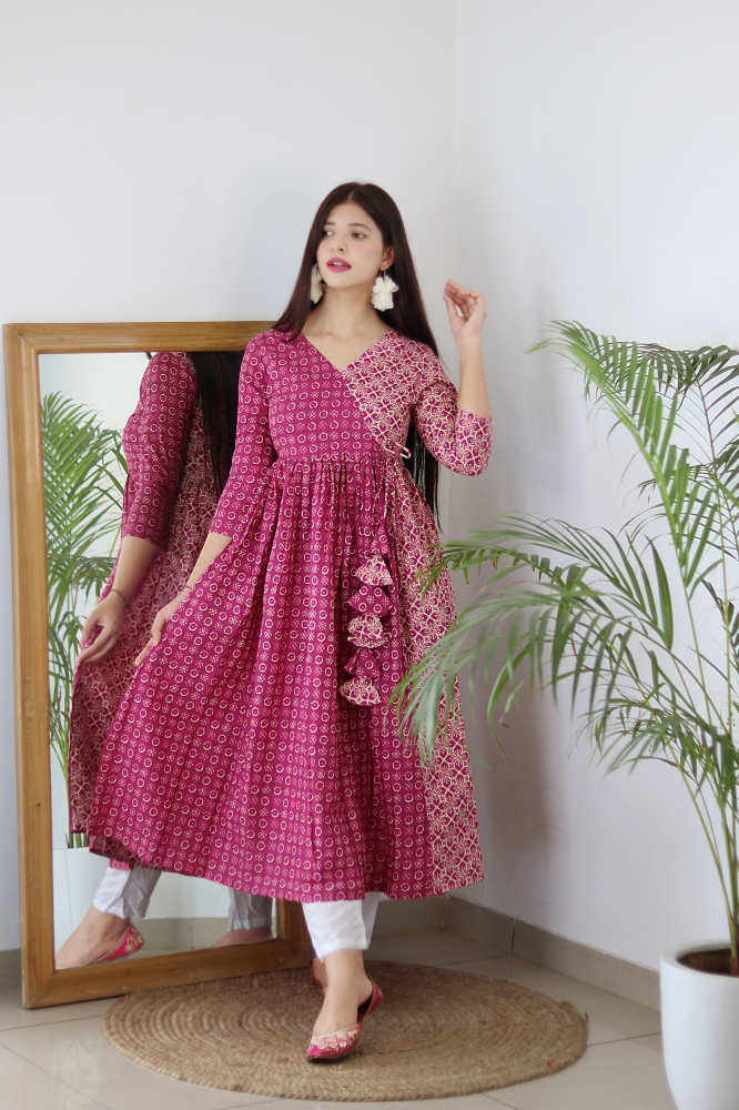 PINK FLORAL ANGRAKHA DRESS